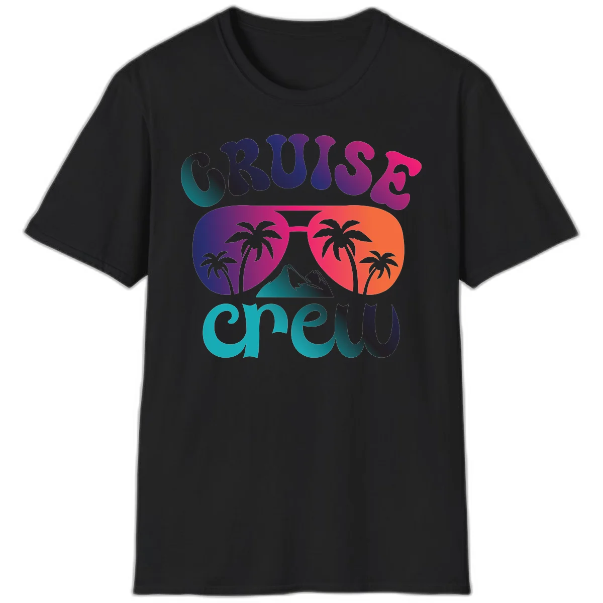 Cruise Crew Tropical Paradise Vacation T-Shirt in Black