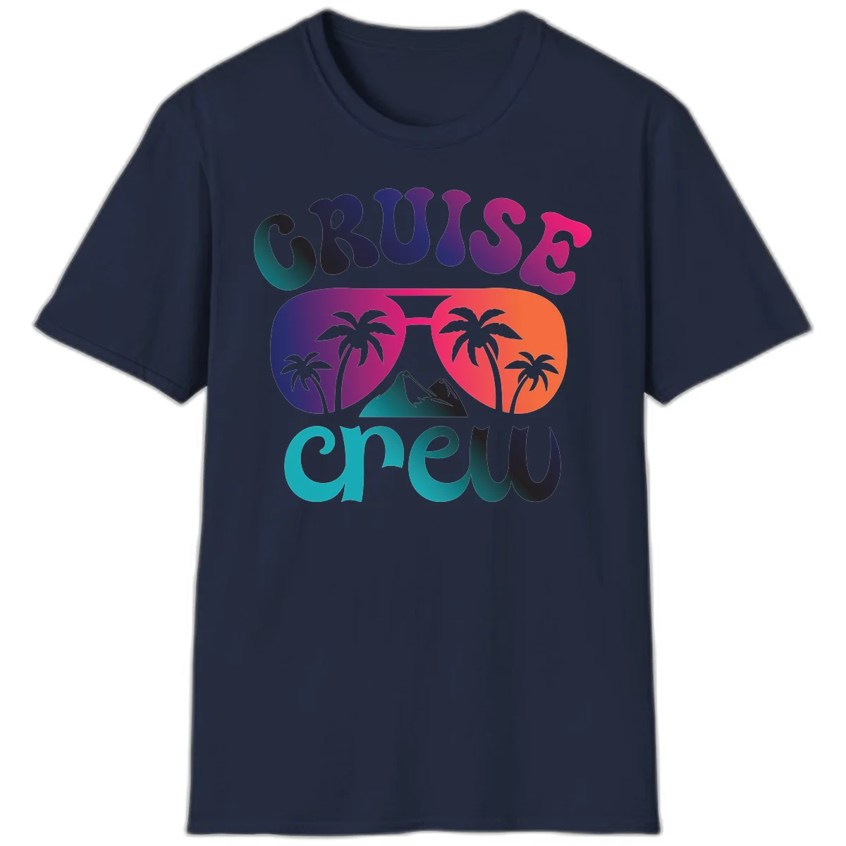 Cruise Crew Tropical Paradise Vacation T-Shirt in Navy