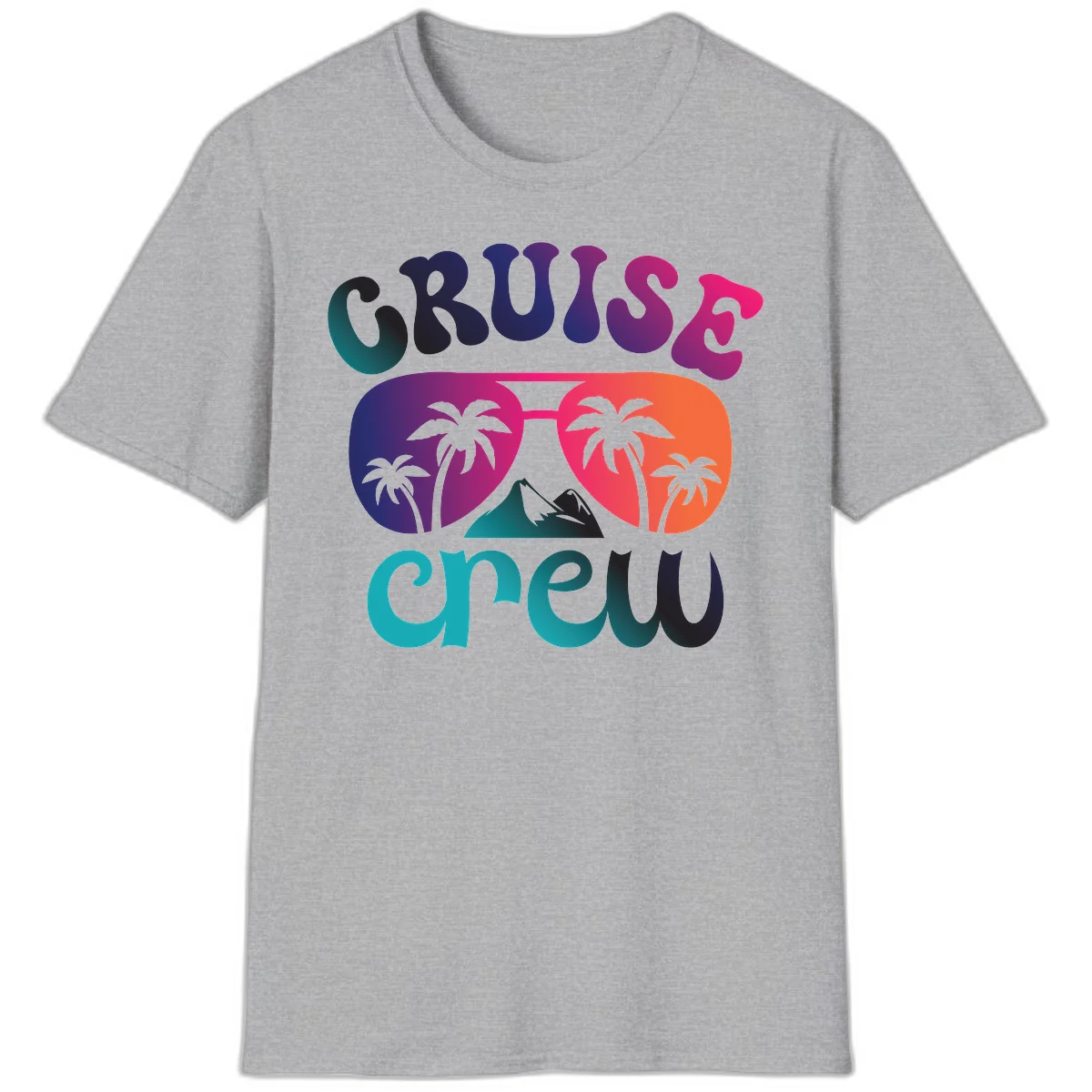 Cruise Crew Tropical Paradise Vacation T-Shirt in Sport Grey