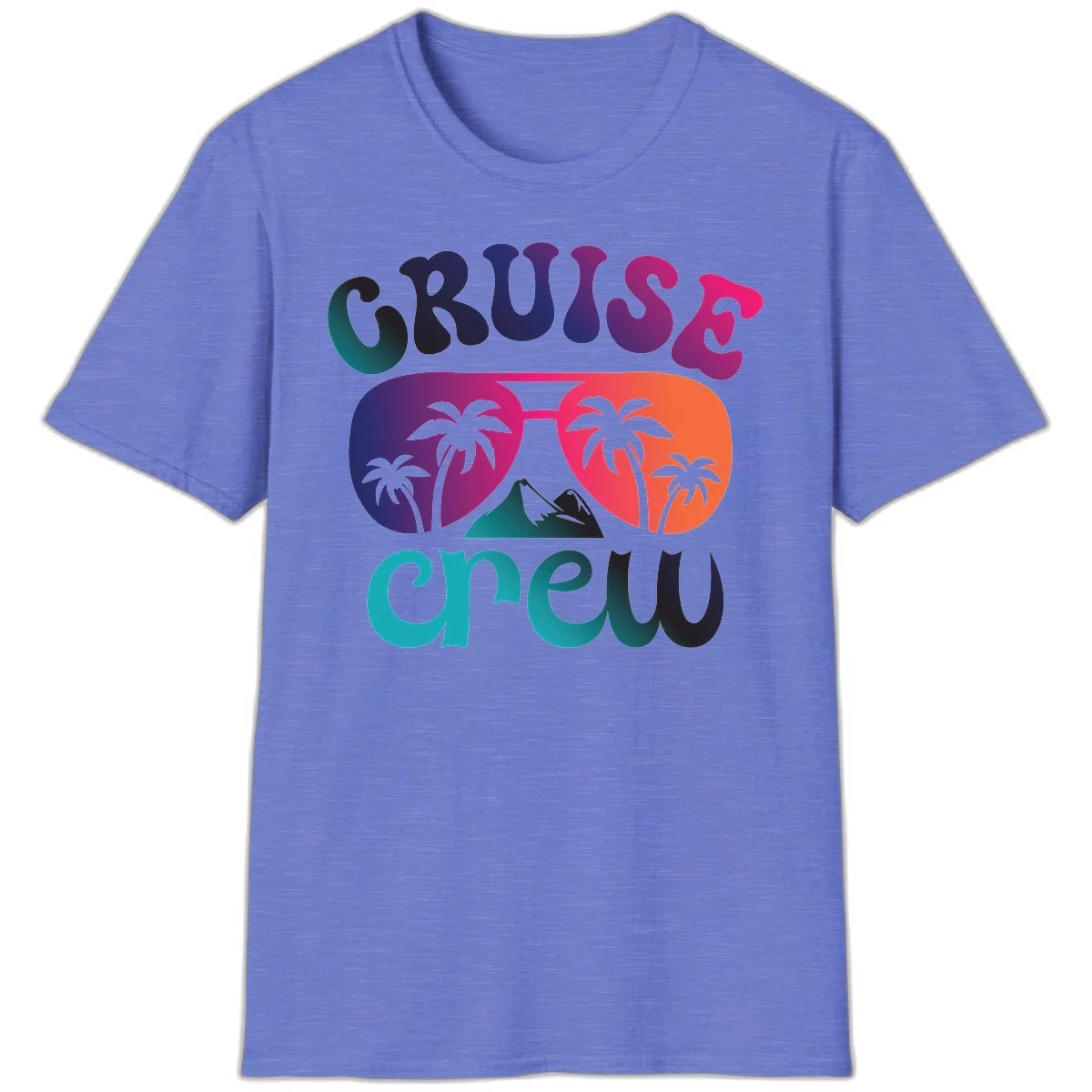 Cruise Crew Tropical Paradise Vacation T-Shirt in Heather Royal