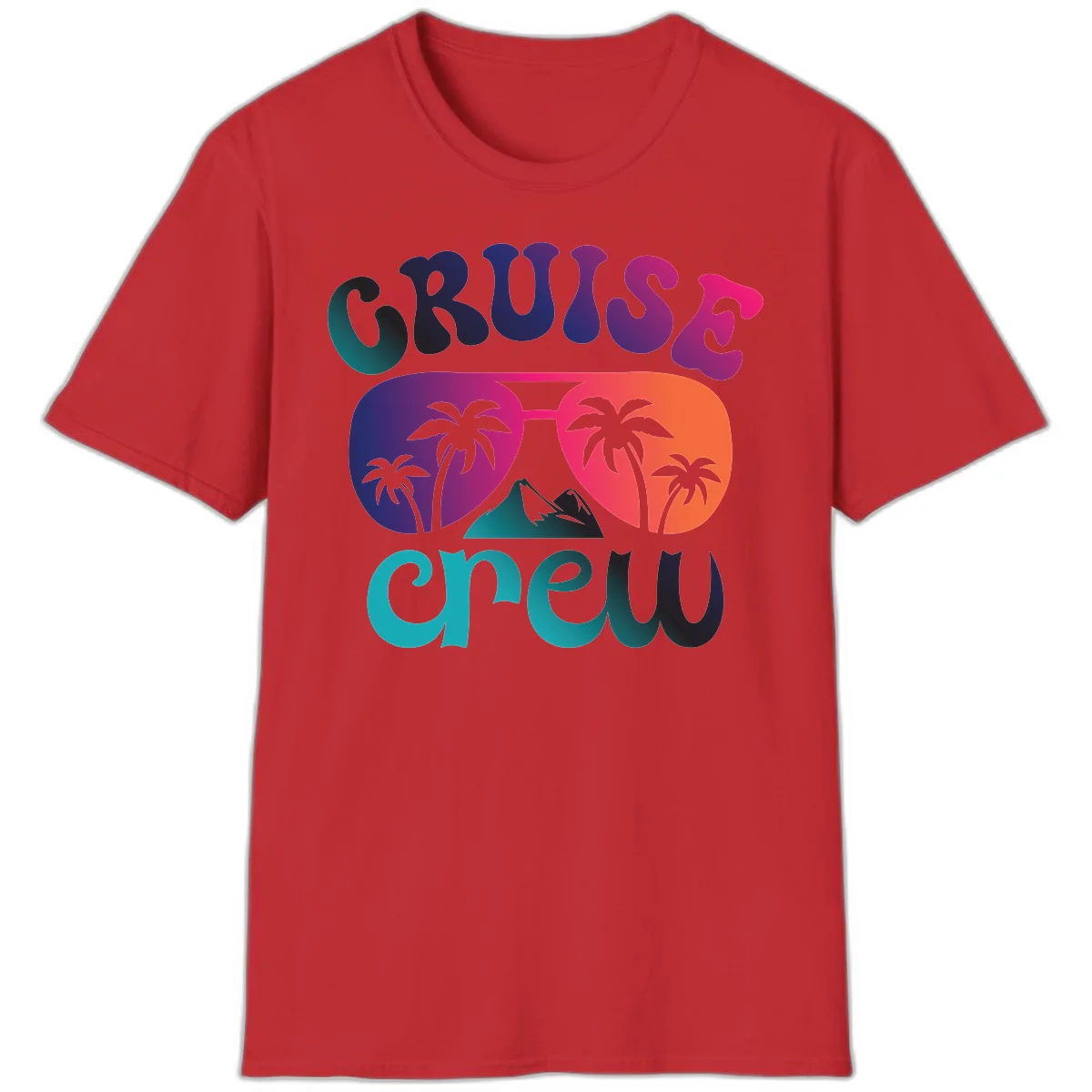 Cruise Crew Tropical Paradise Vacation T-Shirt in Red