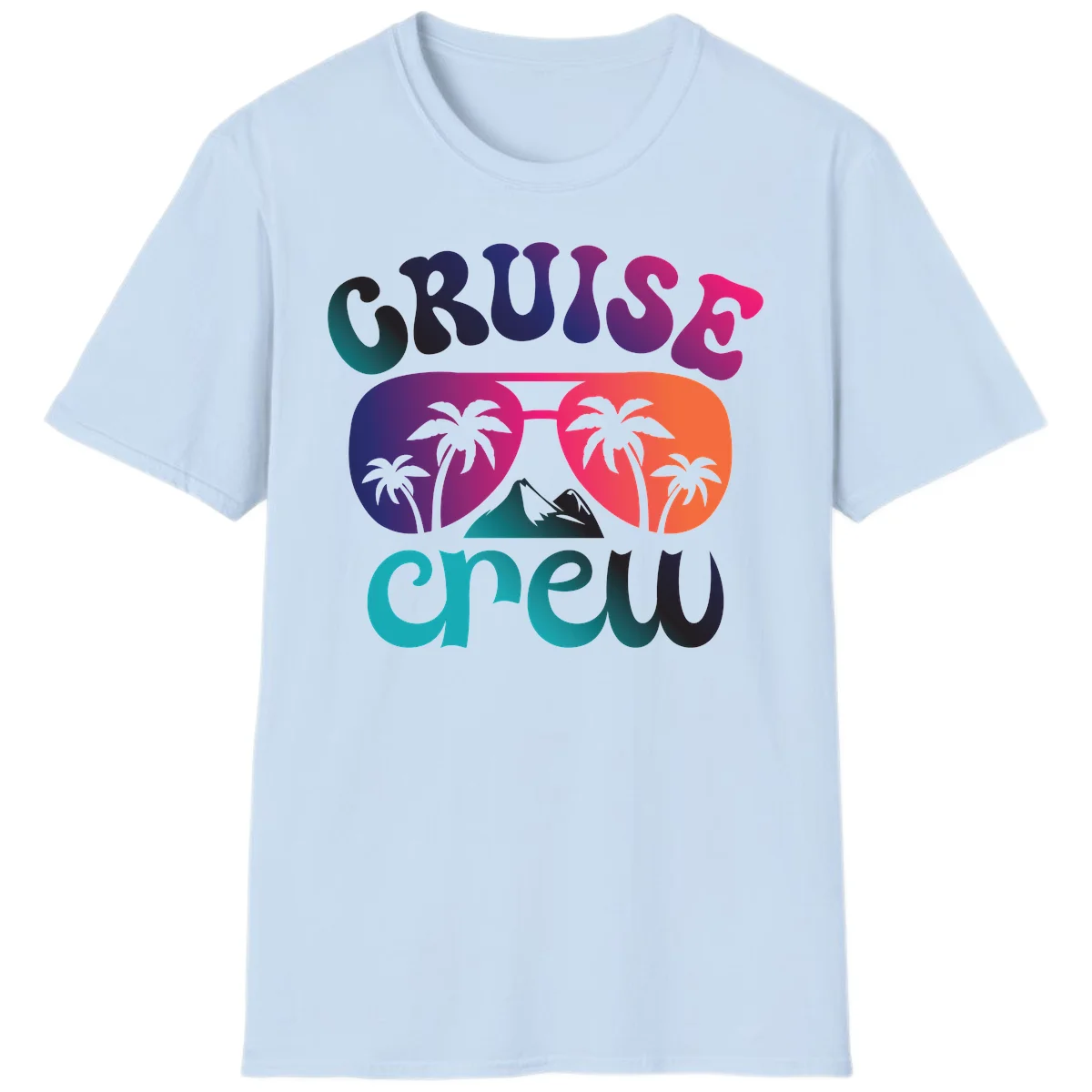 Cruise Crew Tropical Paradise Vacation T-Shirt in Light Blue