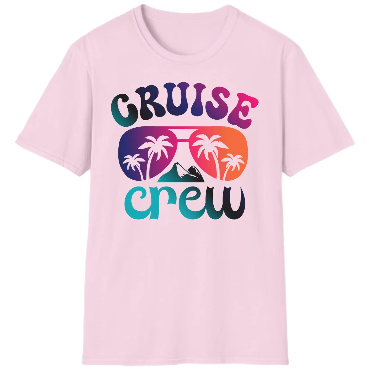 Cruise Crew Tropical Paradise Vacation T-Shirt in Light Pink