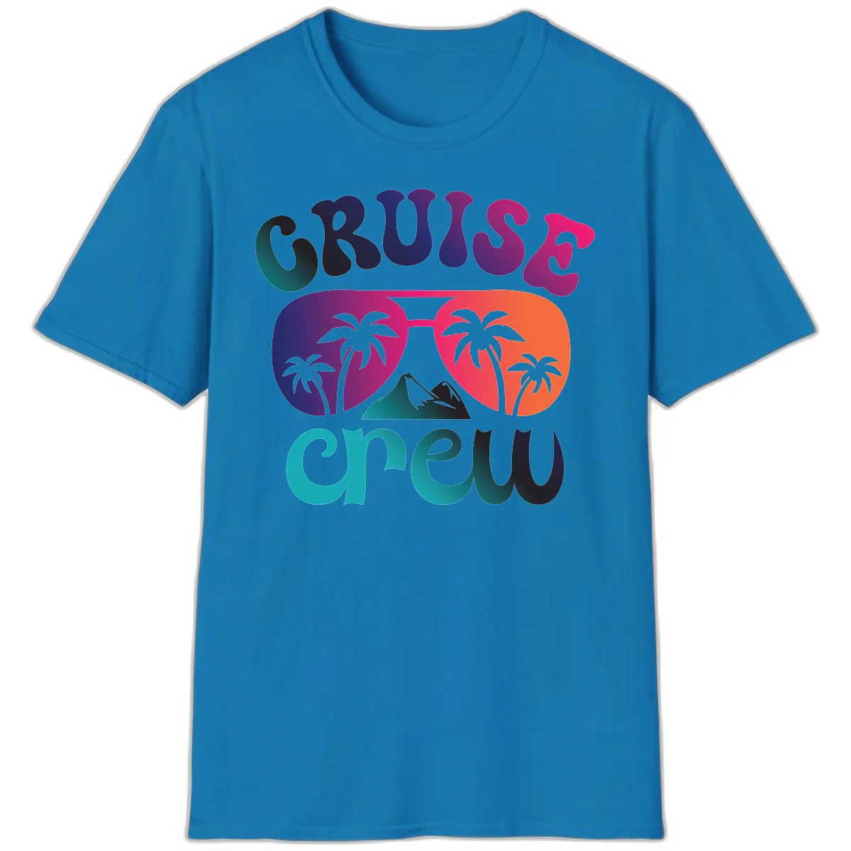 Cruise Crew Tropical Paradise Vacation T-Shirt in Sapphire