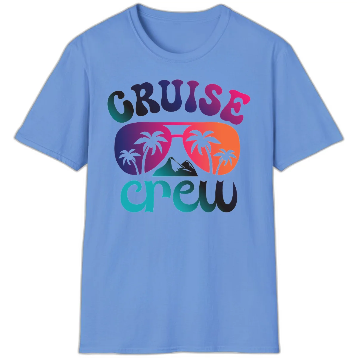 Cruise Crew Tropical Paradise Vacation T-Shirt in Carolina Blue