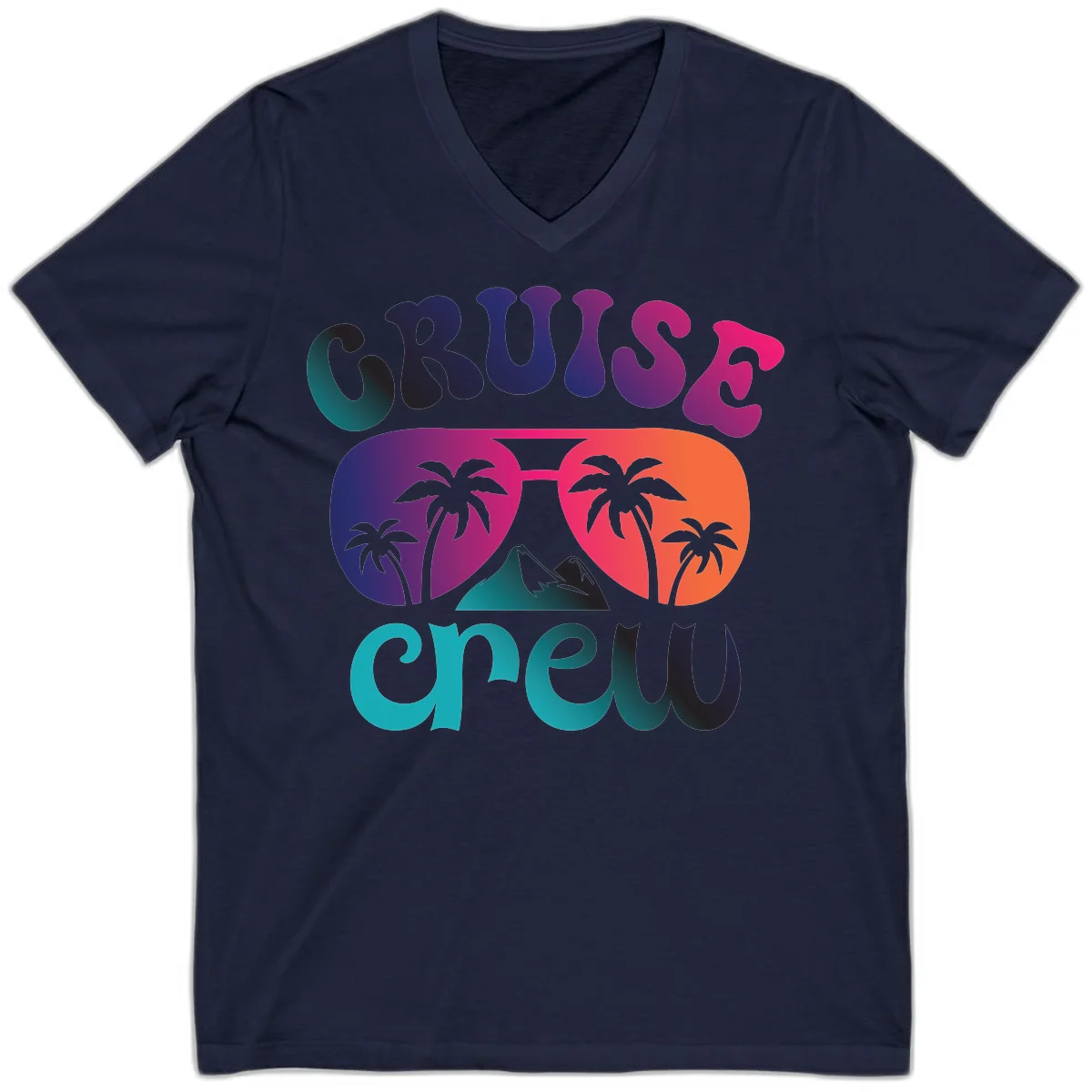 Cruise Crew Tropical Paradise V-Neck Tee in Navy