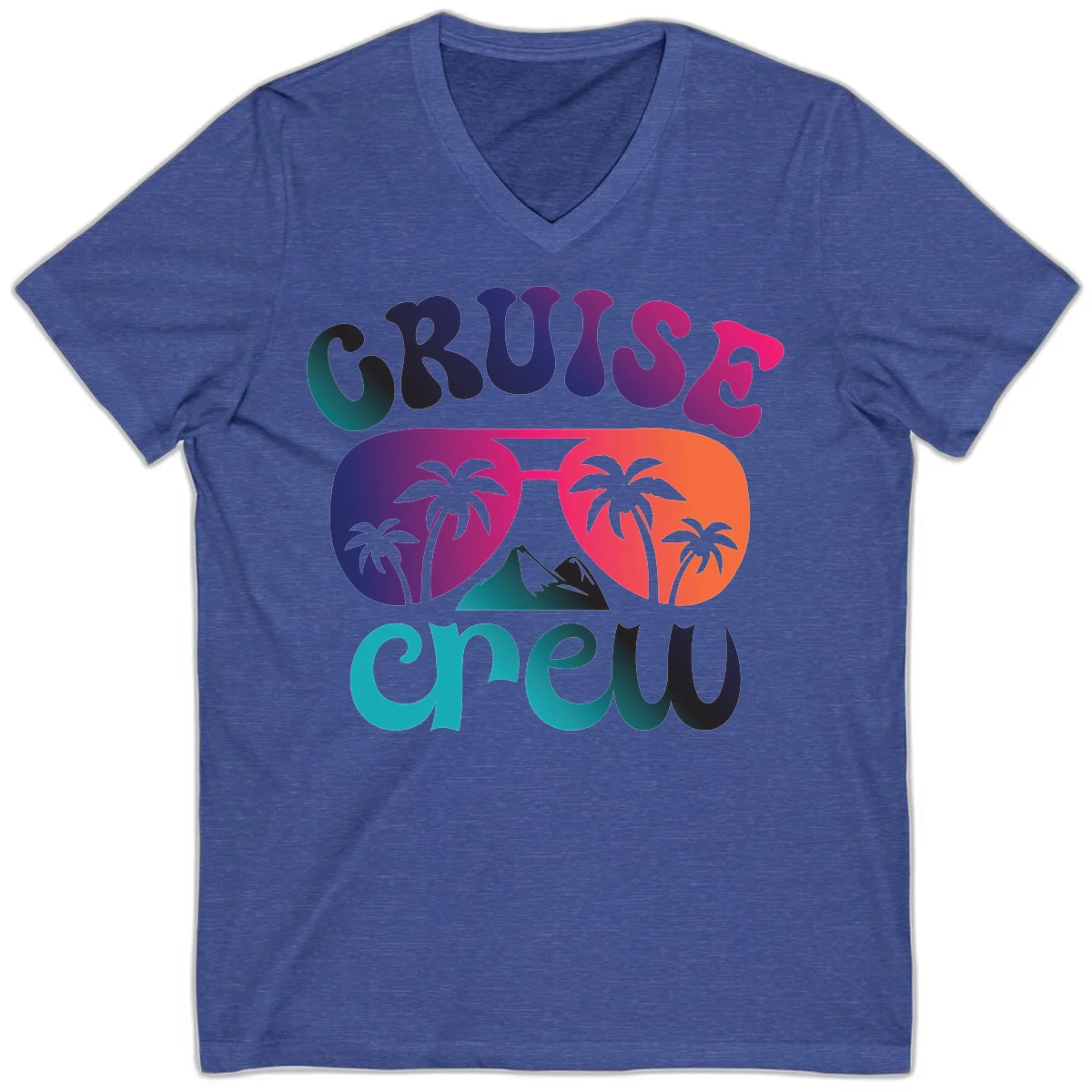 Cruise Crew Tropical Paradise V-Neck Tee in Heather True Royal