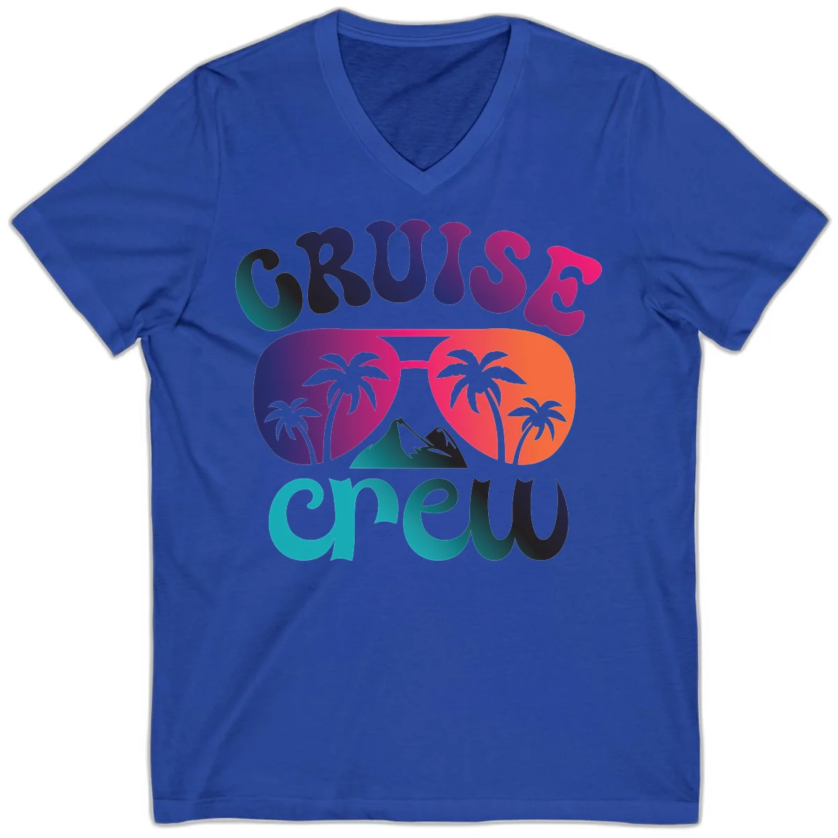 Cruise Crew Tropical Paradise V-Neck Tee in True Royal