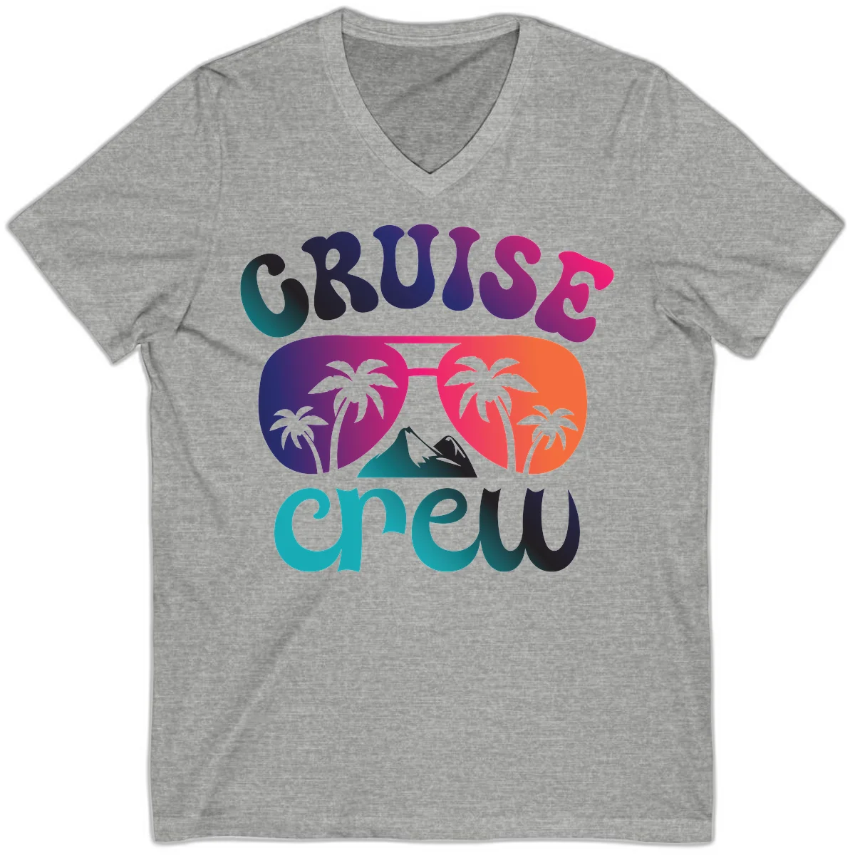 Cruise Crew Tropical Paradise V-Neck Tee in Athletic Heather