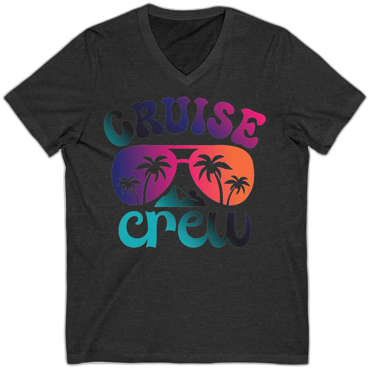Cruise Crew Tropical Paradise V-Neck Tee in Dark Grey Heather