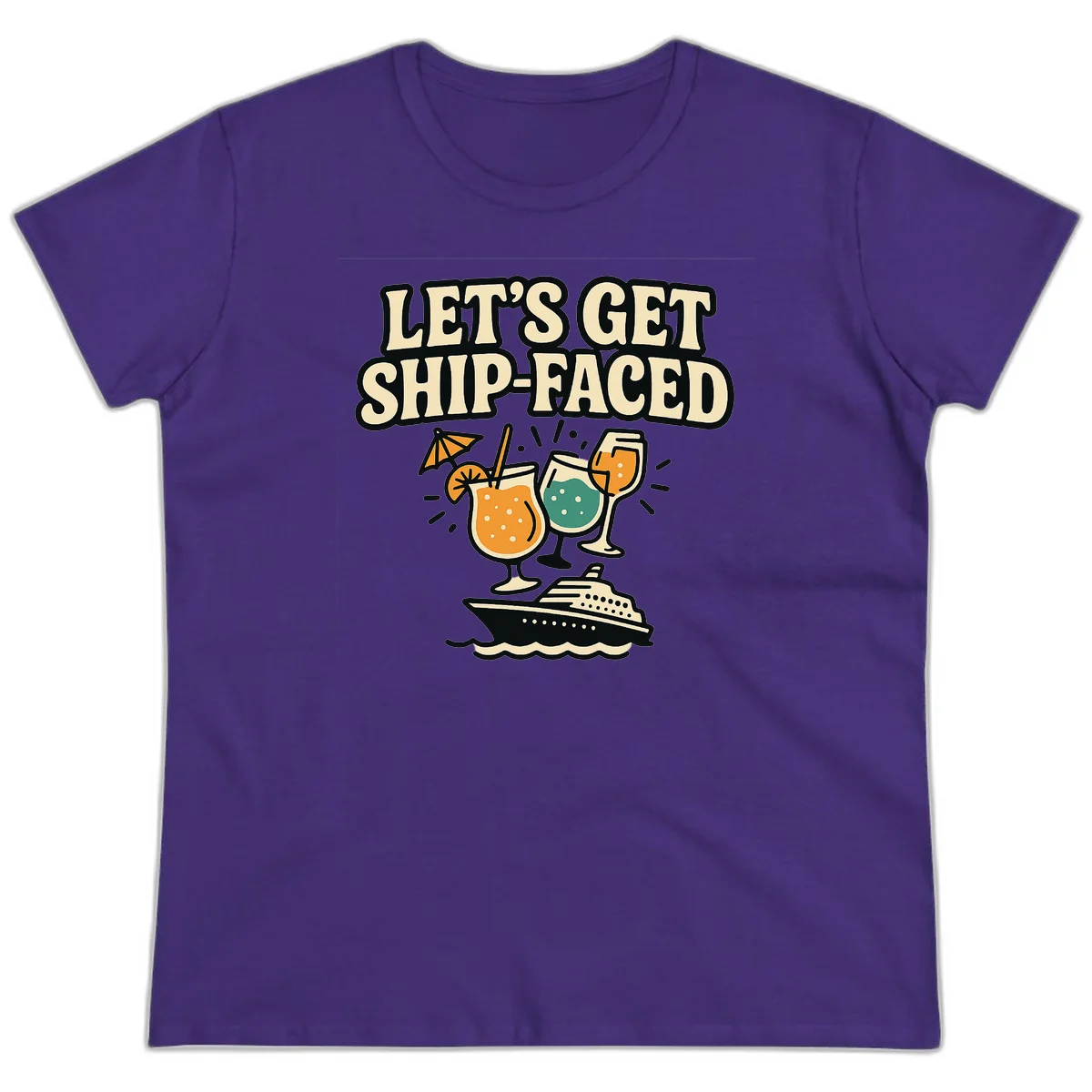 Let's Get Ship-Faced Ladies Tee in Purple
