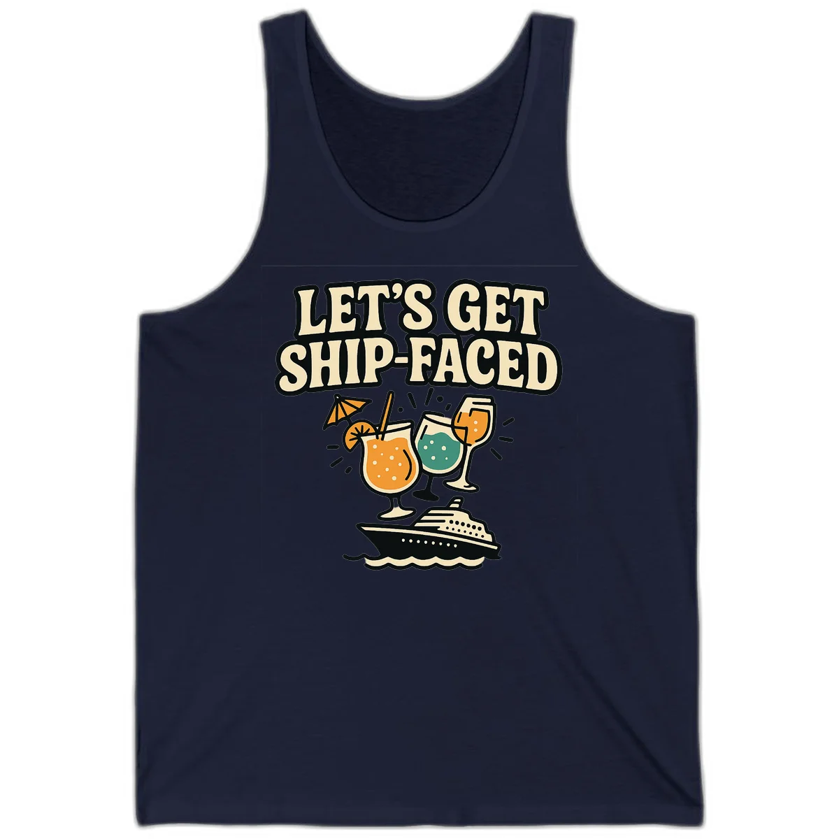 Let's Get Ship-Faced Tank Top in Navy