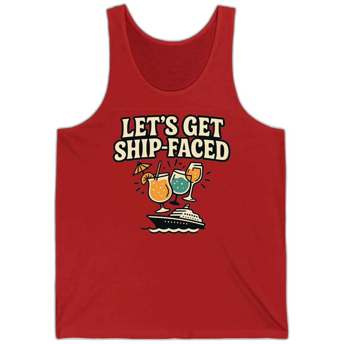 Let's Get Ship-Faced Tank Top in Red
