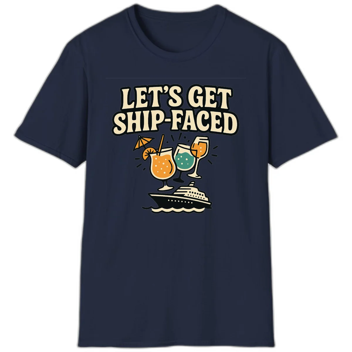 Let's Get Ship-Faced T-Shirt in Navy