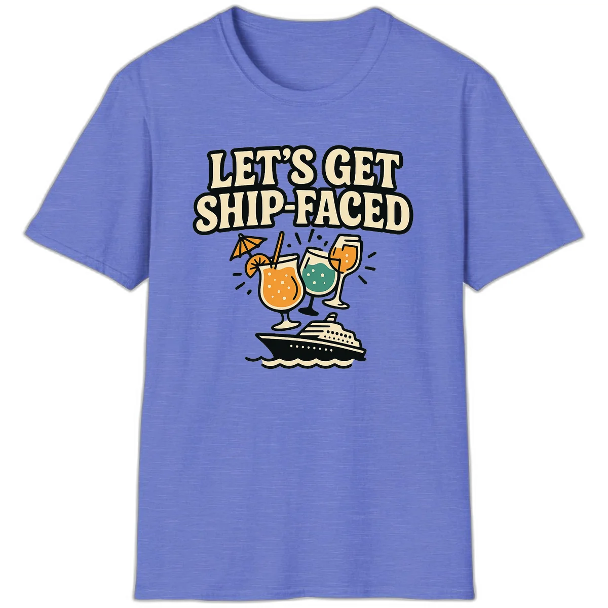 Let's Get Ship-Faced T-Shirt in Heather Royal