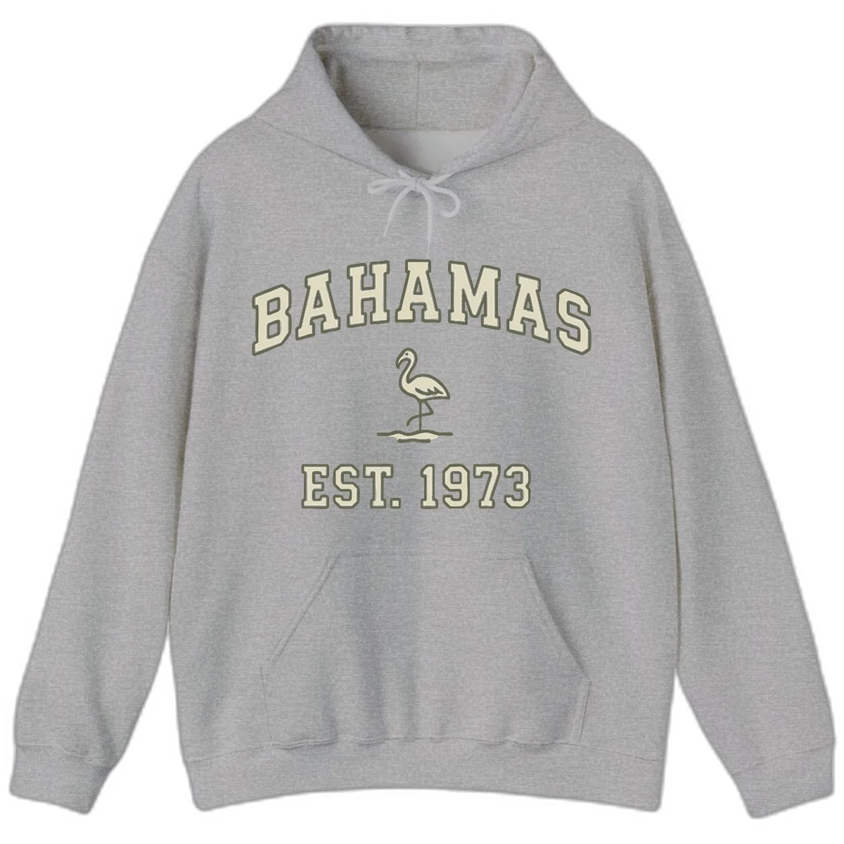 Bahamas Flamingo Established 1973 Hoodie in Sport Grey