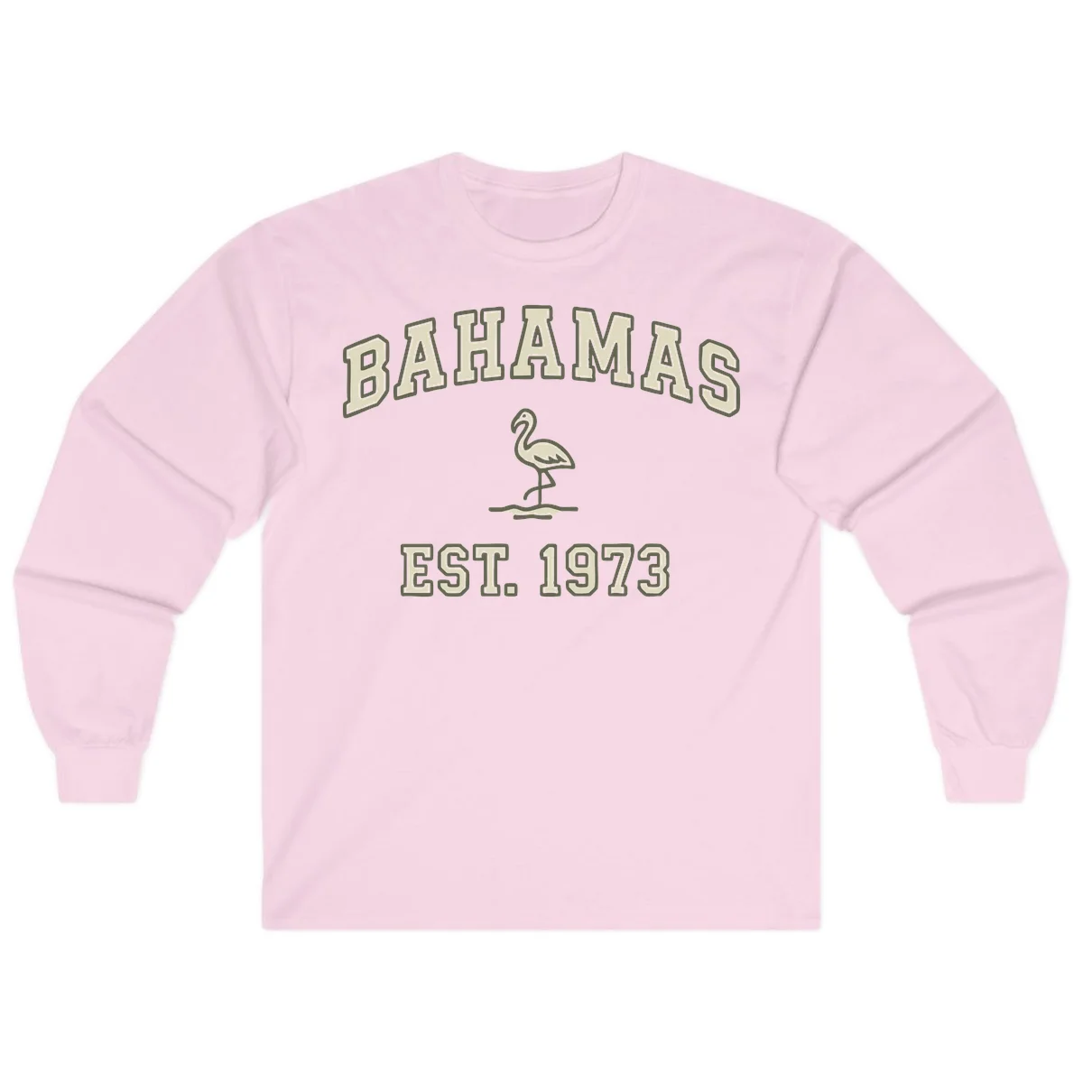 Bahamas Flamingo Established 1973 Long Sleeve in Light Pink
