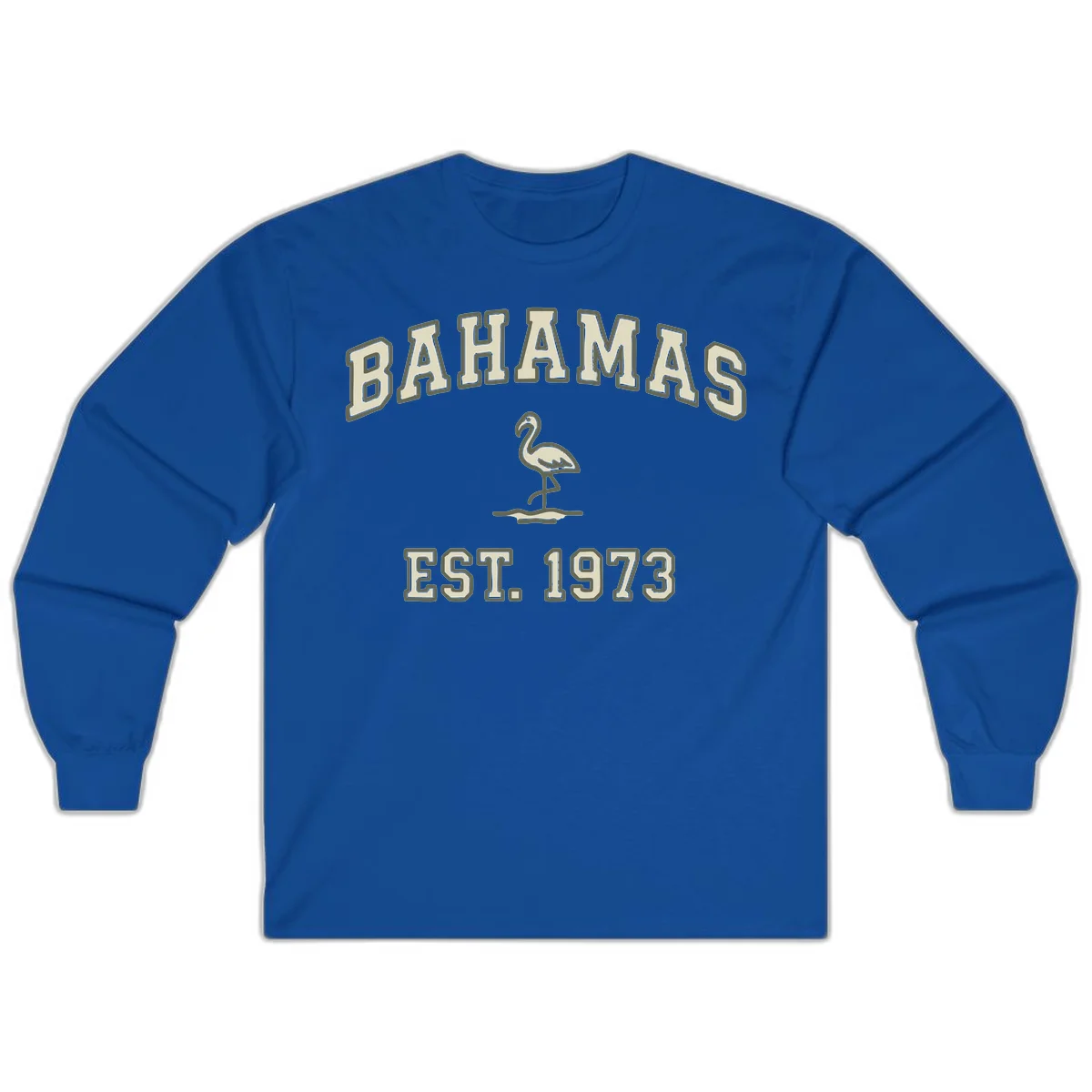 Bahamas Flamingo Established 1973 Long Sleeve in Royal
