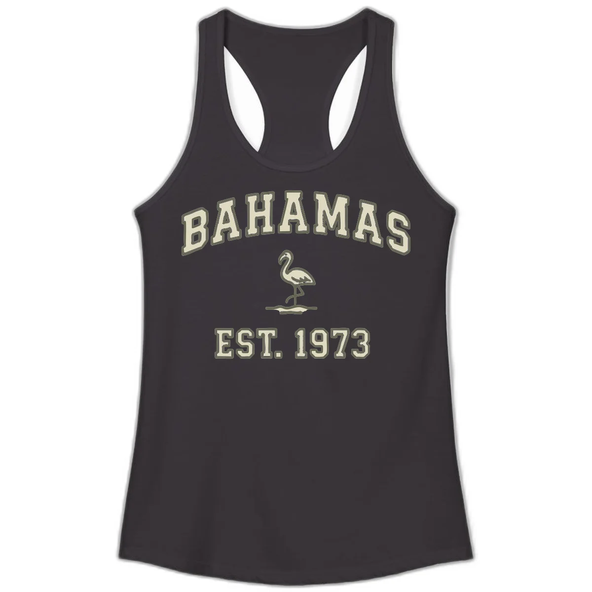 Bahamas Flamingo Established 1973 Ladies Tank in Black