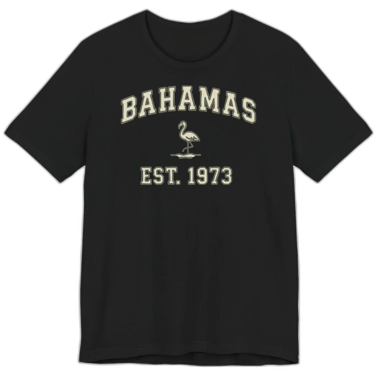 Bahamas Flamingo Established 1973 Premium T-Shirt in Black