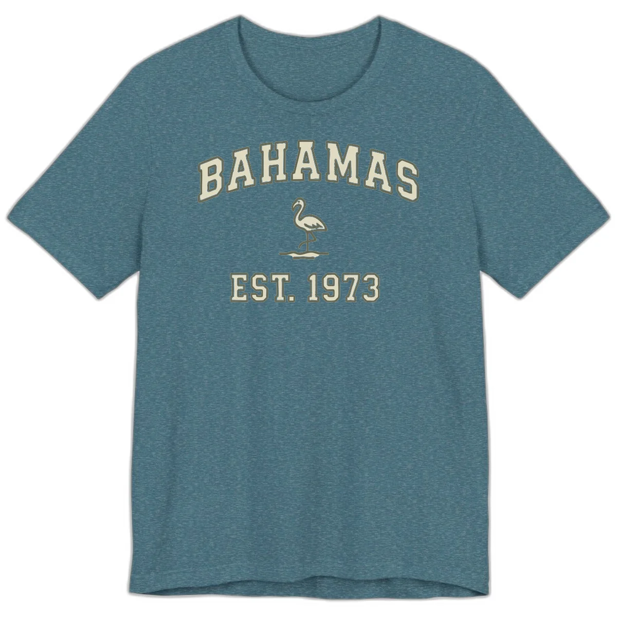 Bahamas Flamingo Established 1973 Premium T-Shirt in Heather Deep Teal