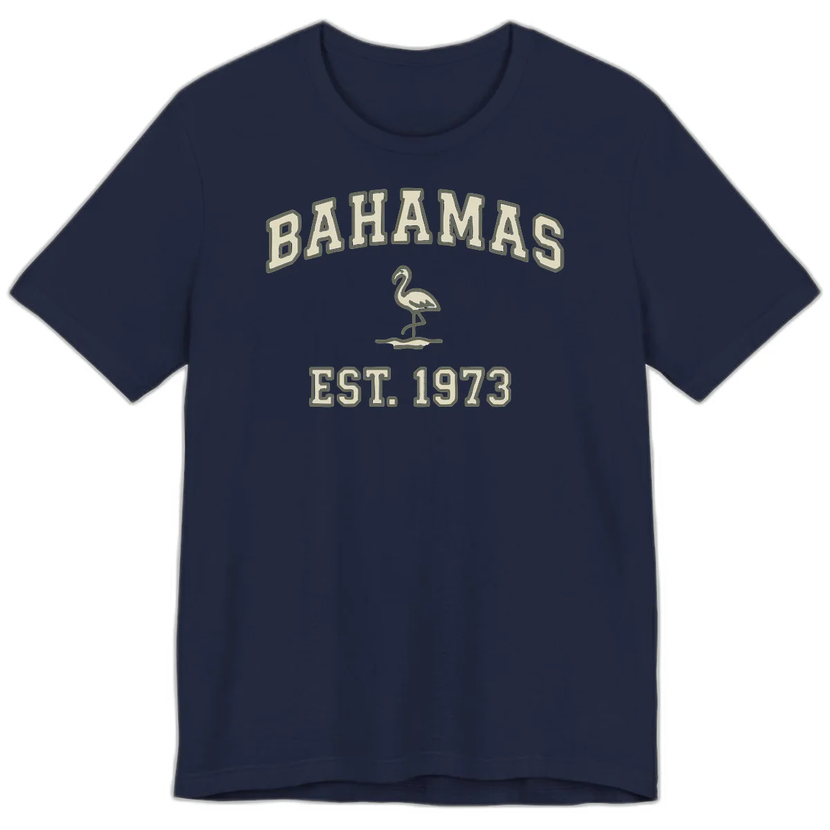 Bahamas Flamingo Established 1973 Premium T-Shirt in Navy