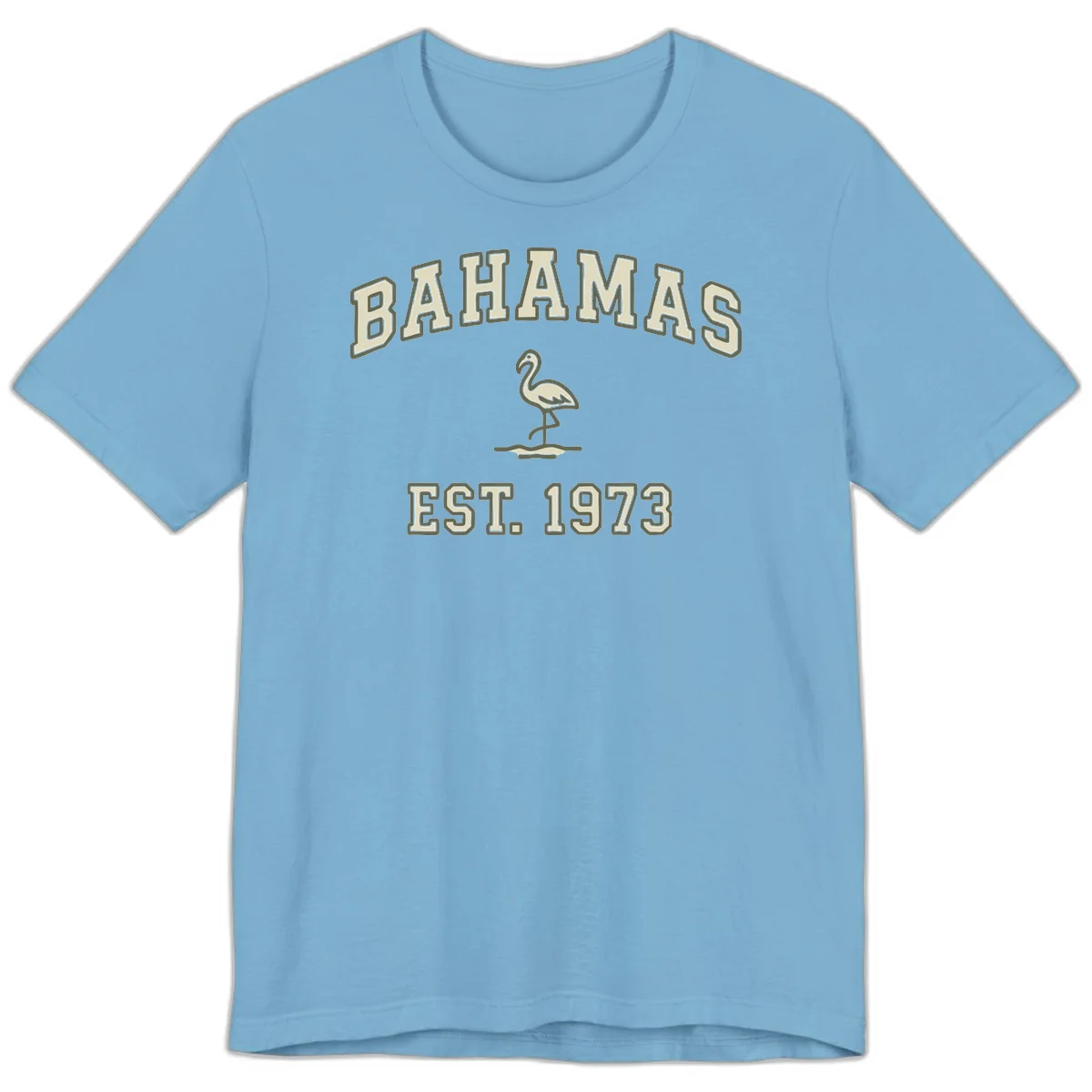 Bahamas Flamingo Established 1973 Premium T-Shirt in Ocean Blue