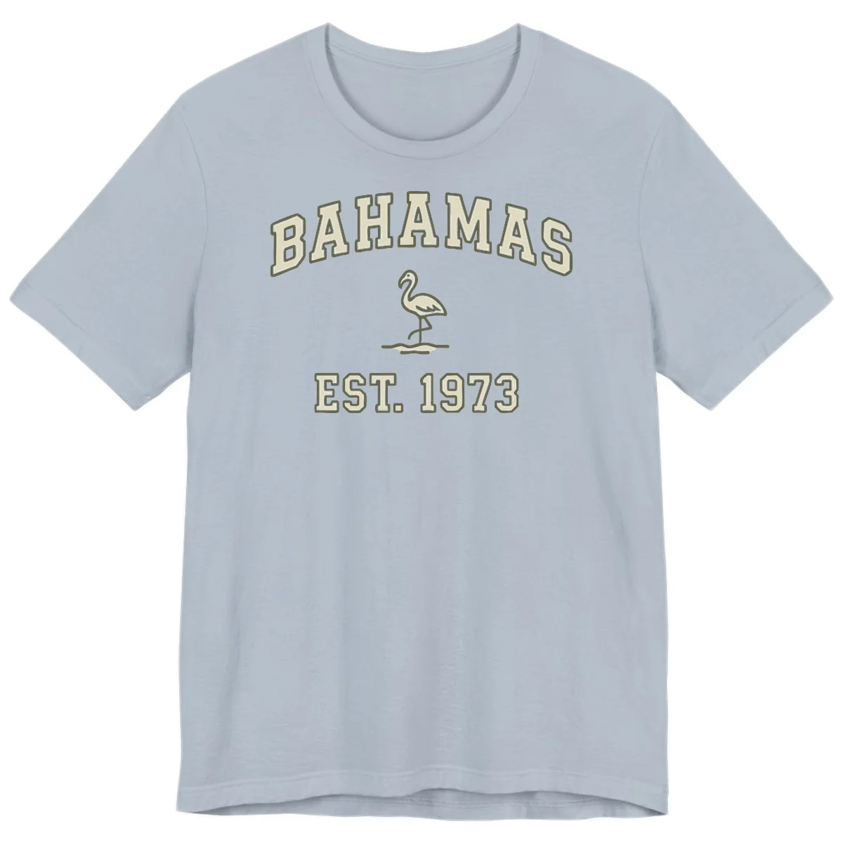 Bahamas Flamingo Established 1973 Premium T-Shirt in Light Blue