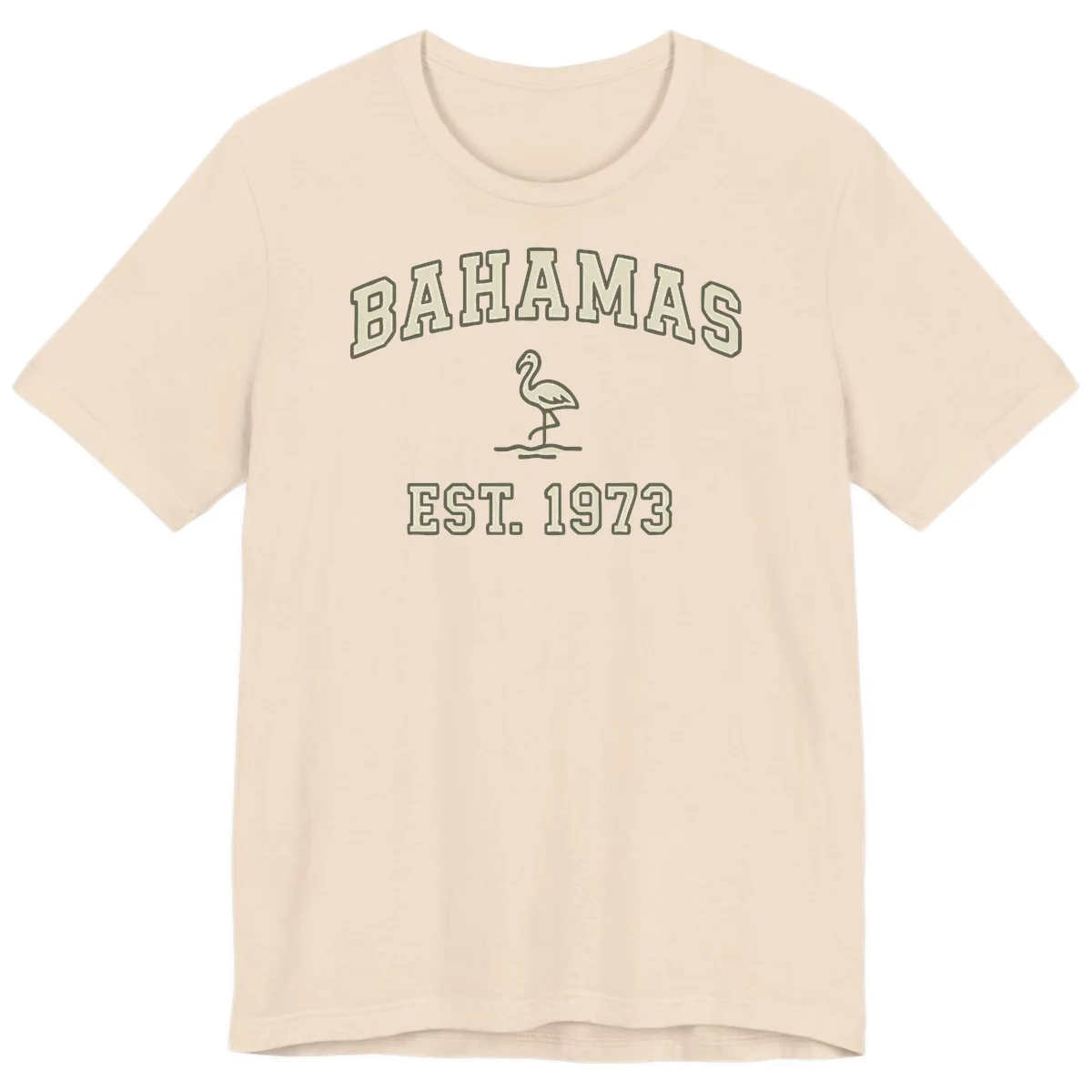 Bahamas Flamingo Established 1973 Premium T-Shirt in Soft Cream