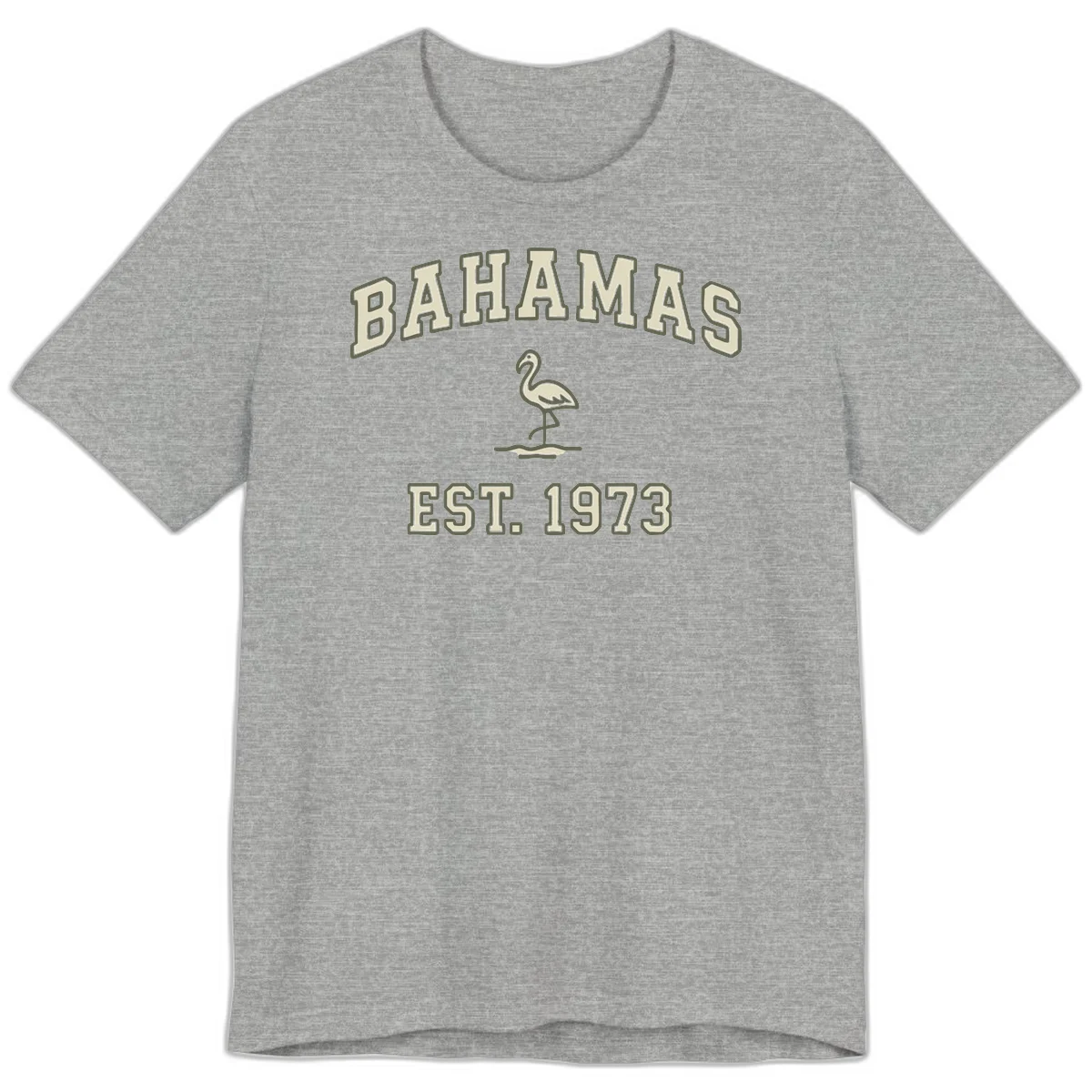 Bahamas Flamingo Established 1973 Premium T-Shirt in Athletic Heather