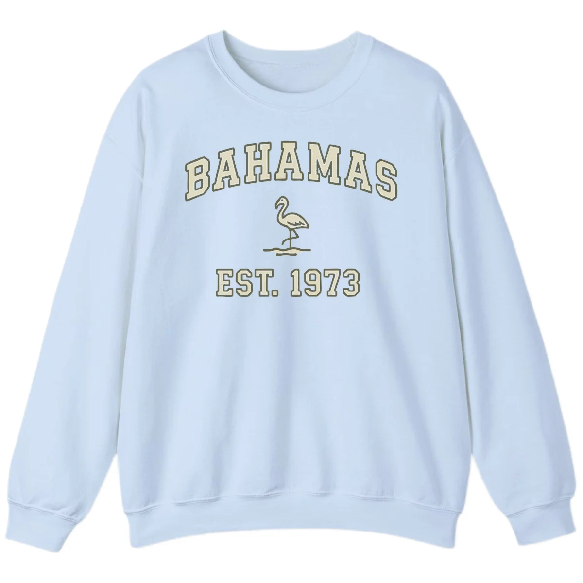 Bahamas Flamingo Established 1973 Sweatshirt in Light Blue