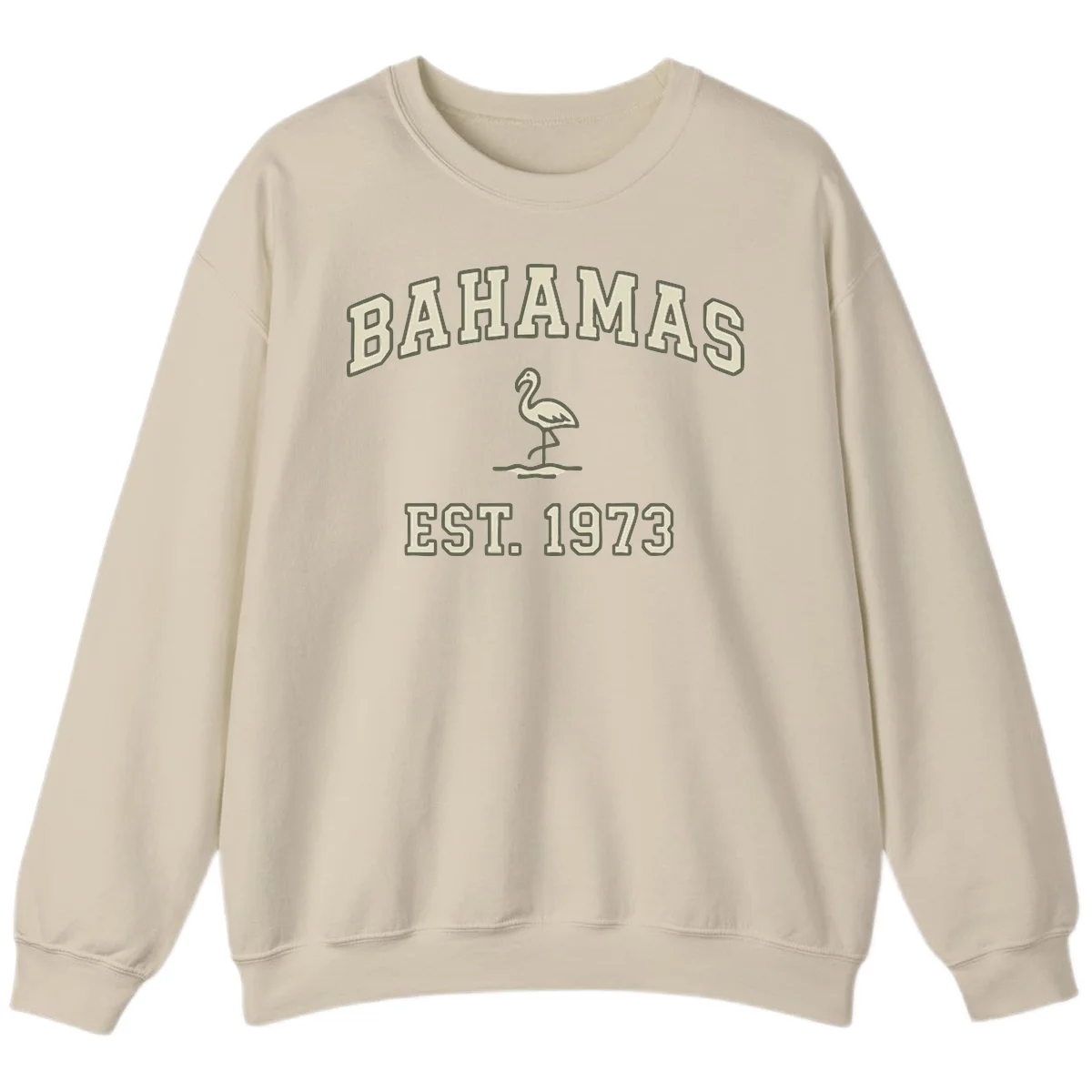 Bahamas Flamingo Established 1973 Sweatshirt in Sand