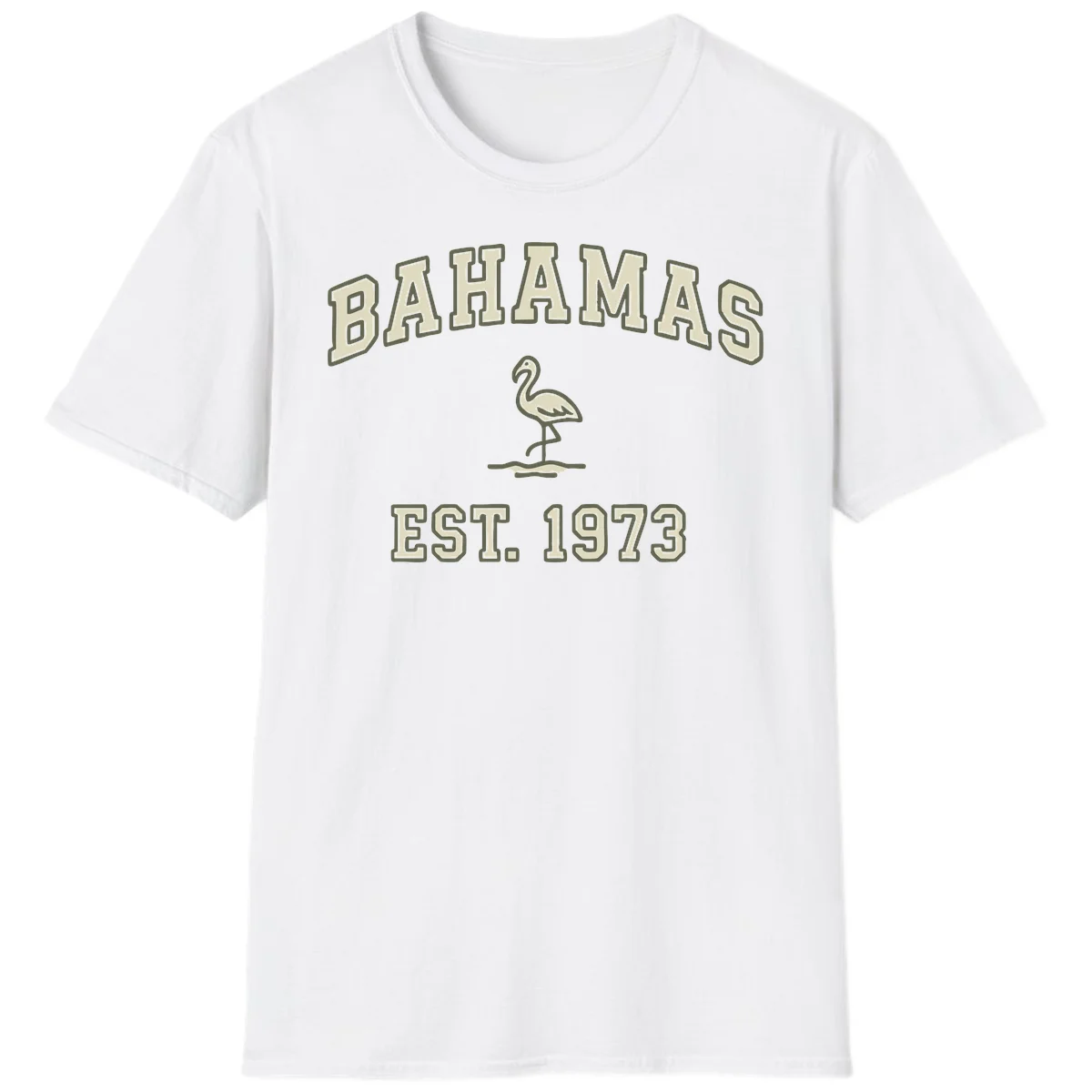 Bahamas Flamingo Established 1973 T-Shirt in White
