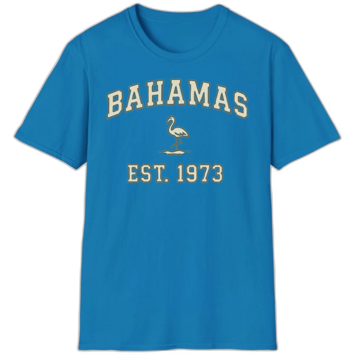 Bahamas Flamingo Established 1973 T-Shirt in Sapphire