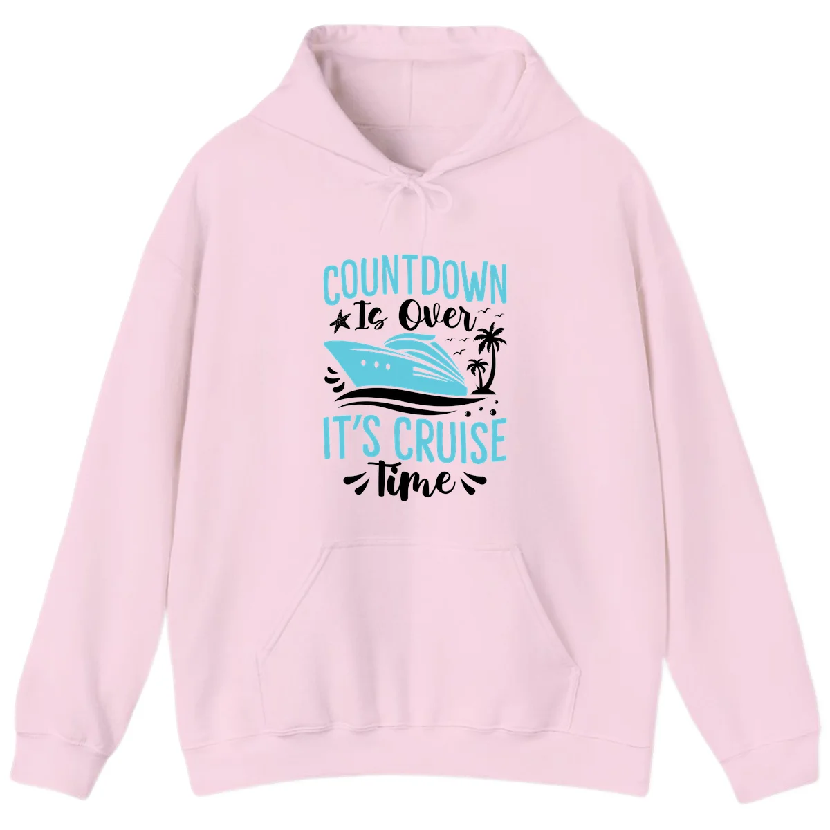 Countdown Is Over It's Cruise Time Hoodie in Light Pink