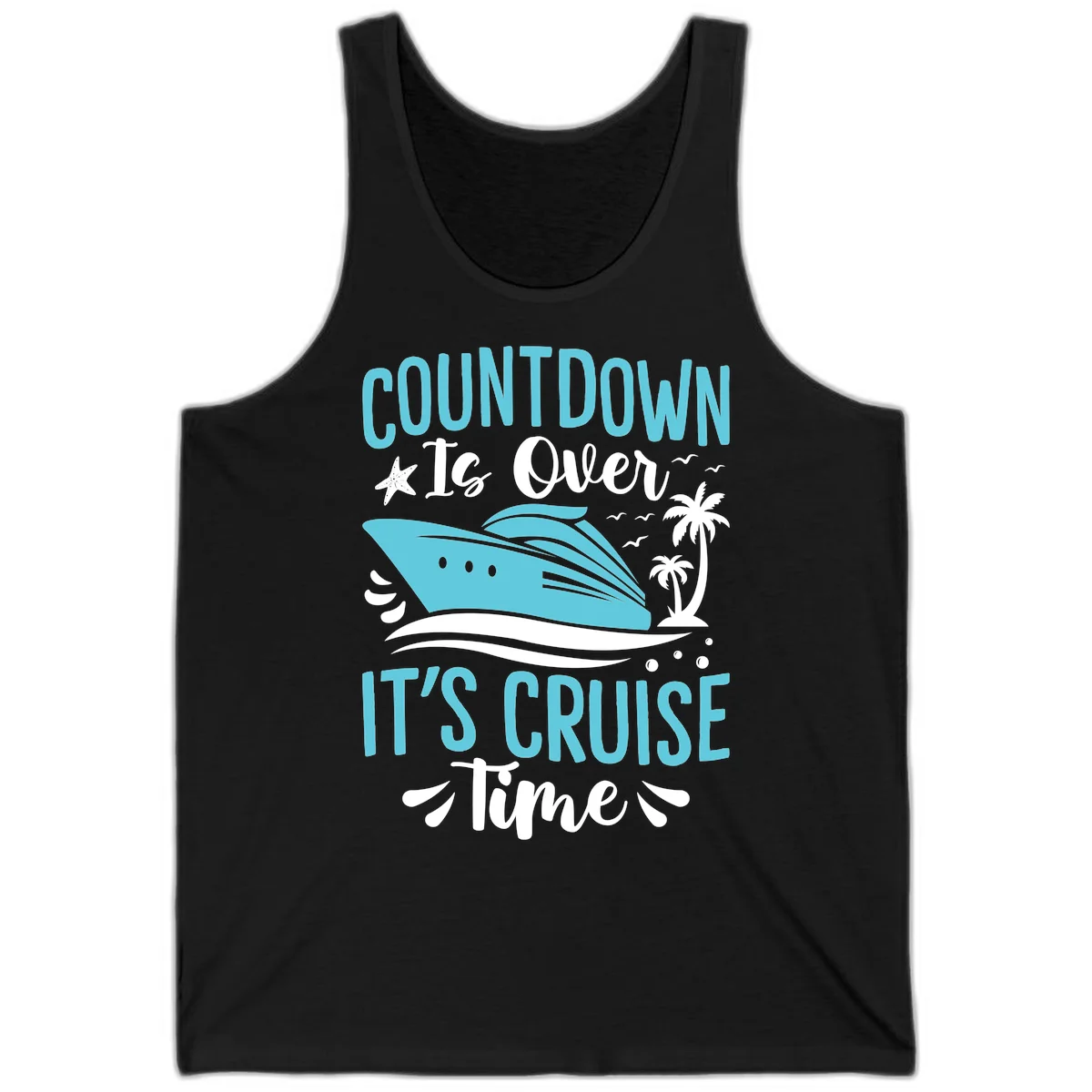 Countdown Is Over It's Cruise Time Tank in Black
