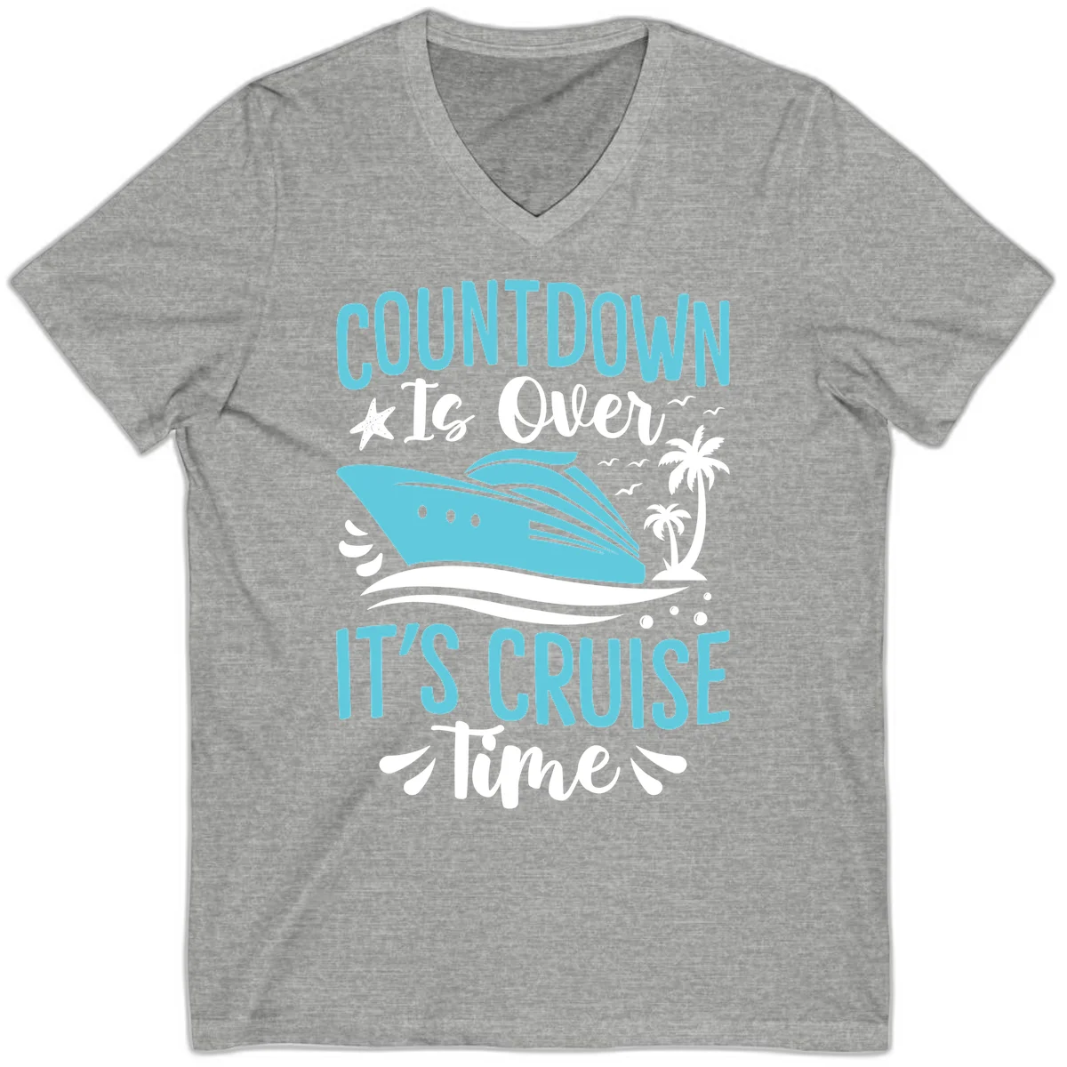 Countdown Is Over It's Cruise Time V-Neck in Athletic Heather