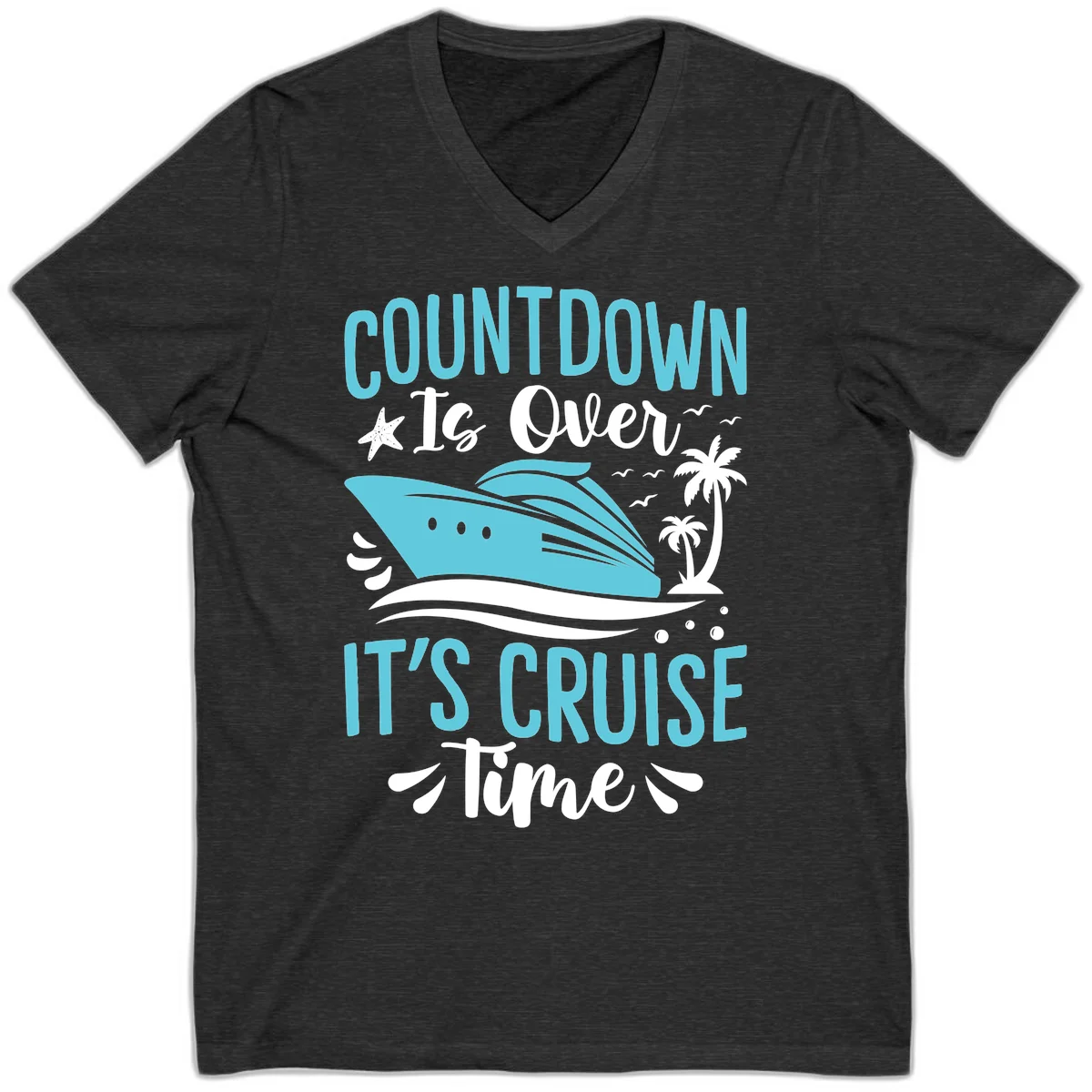 Countdown Is Over It's Cruise Time V-Neck in Dark Grey Heather