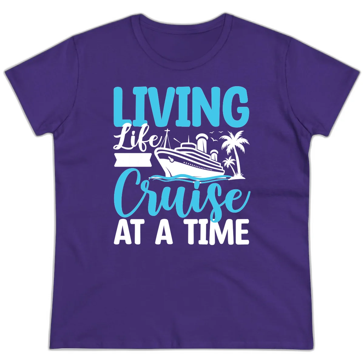 Living Life Cruise At A Time Ladies Tee in Purple