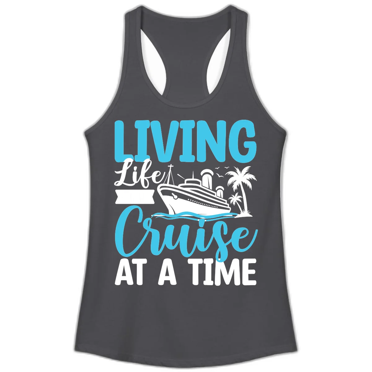 Living Life Cruise At A Time Ladies Tank in Solid Dark Gray