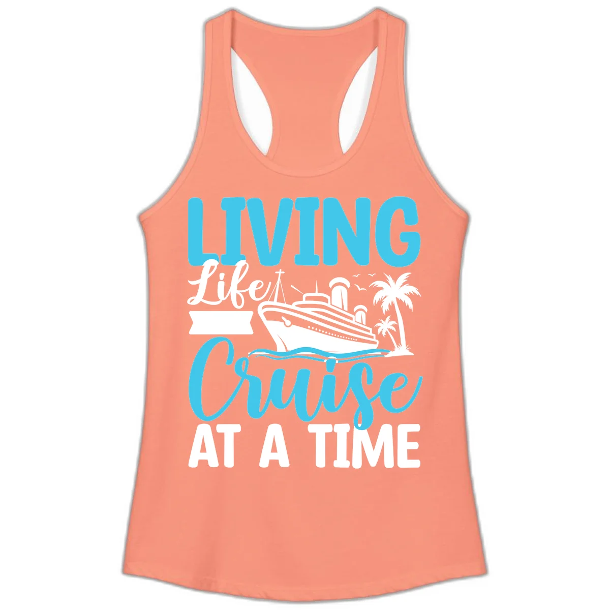 Living Life Cruise At A Time Ladies Tank in Solid Light Orange