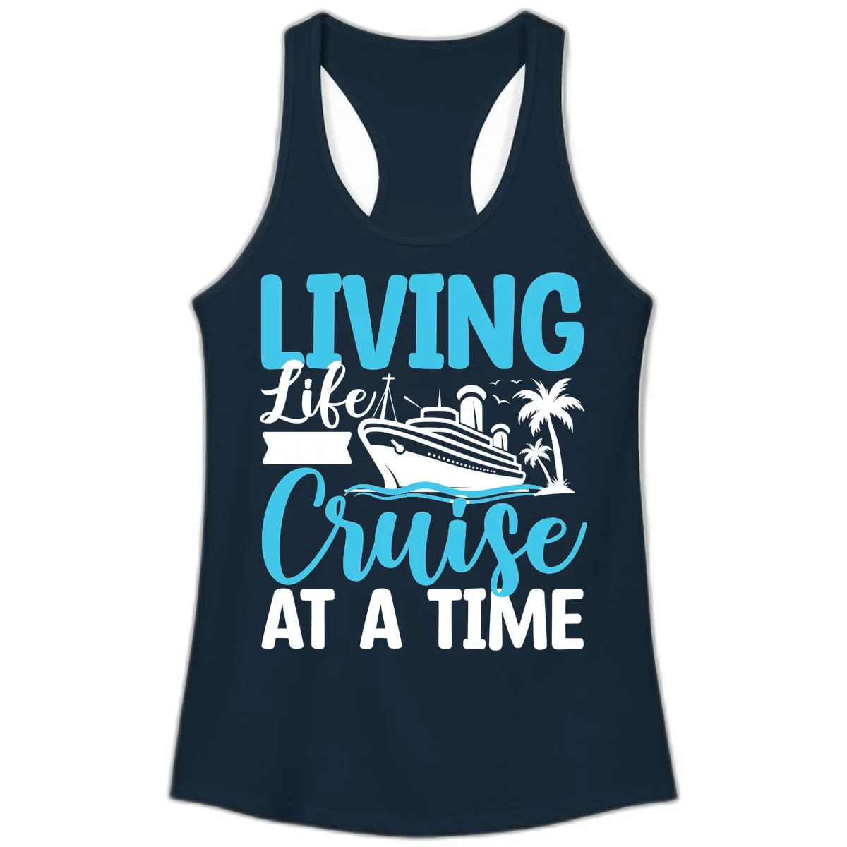 Living Life Cruise At A Time Ladies Tank in Solid Midnight Navy
