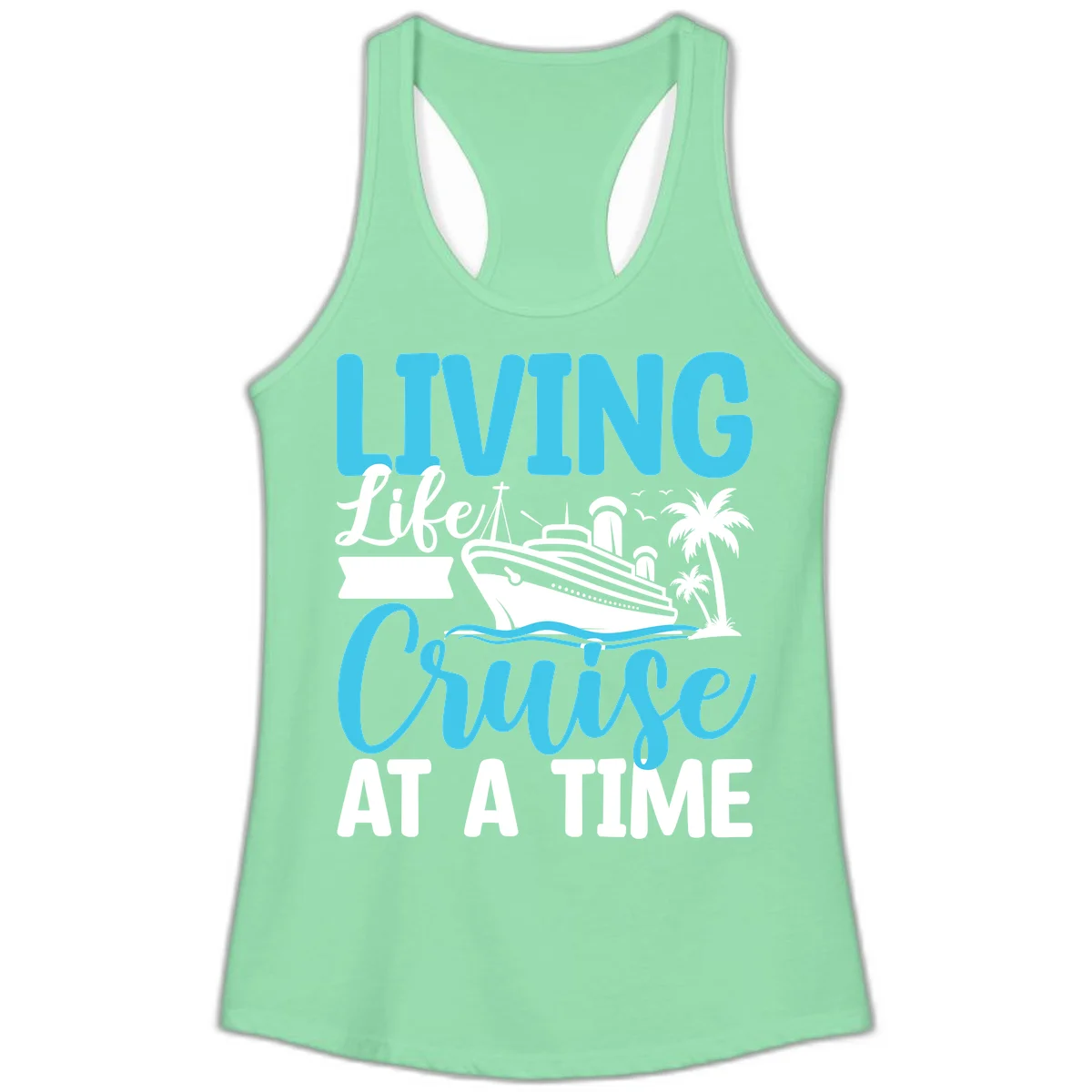 Living Life Cruise At A Time Ladies Tank in Solid Mint