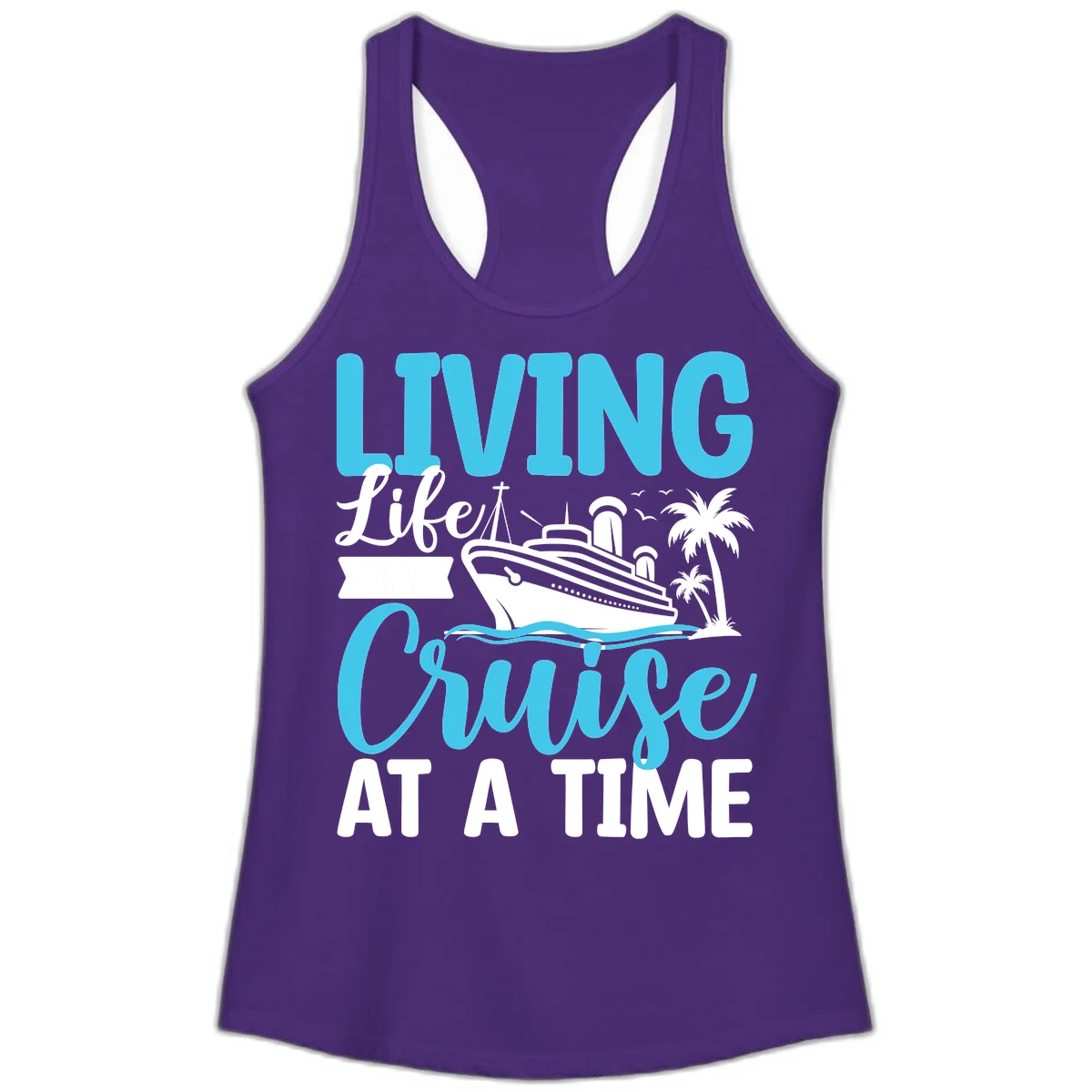 Living Life Cruise At A Time Ladies Tank in Solid Purple Rush