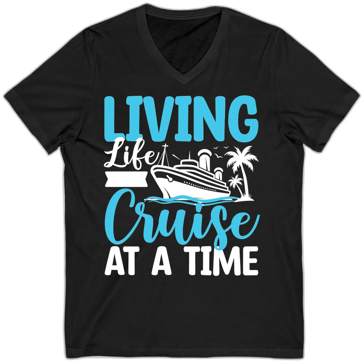 Living Life Cruise At A Time V-Neck in Black