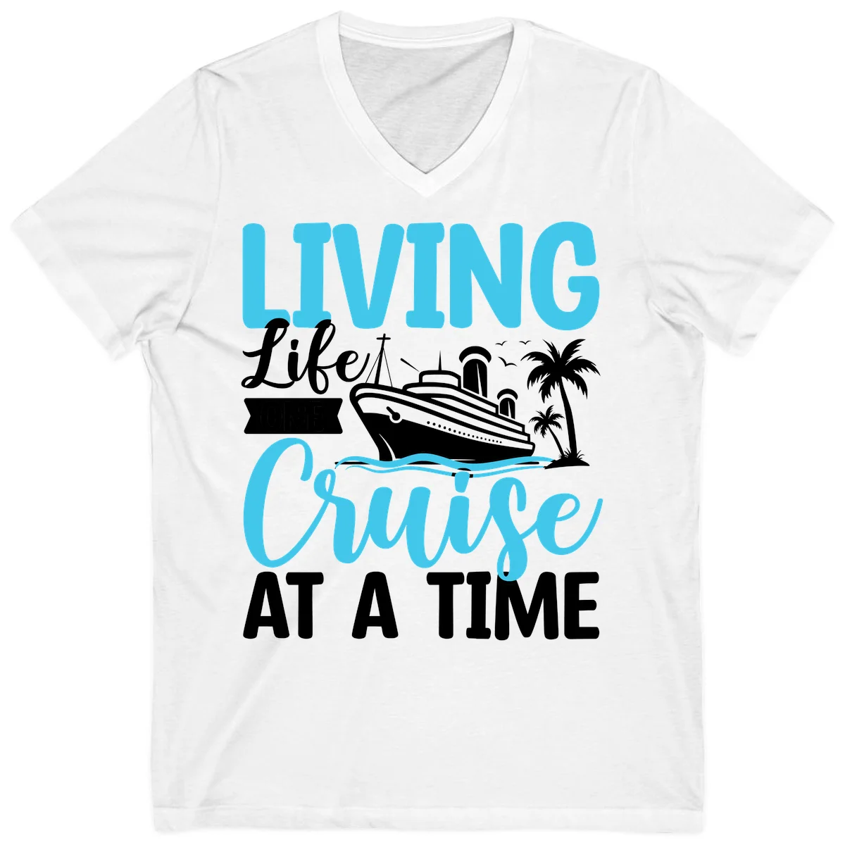 Living Life Cruise At A Time V-Neck in White