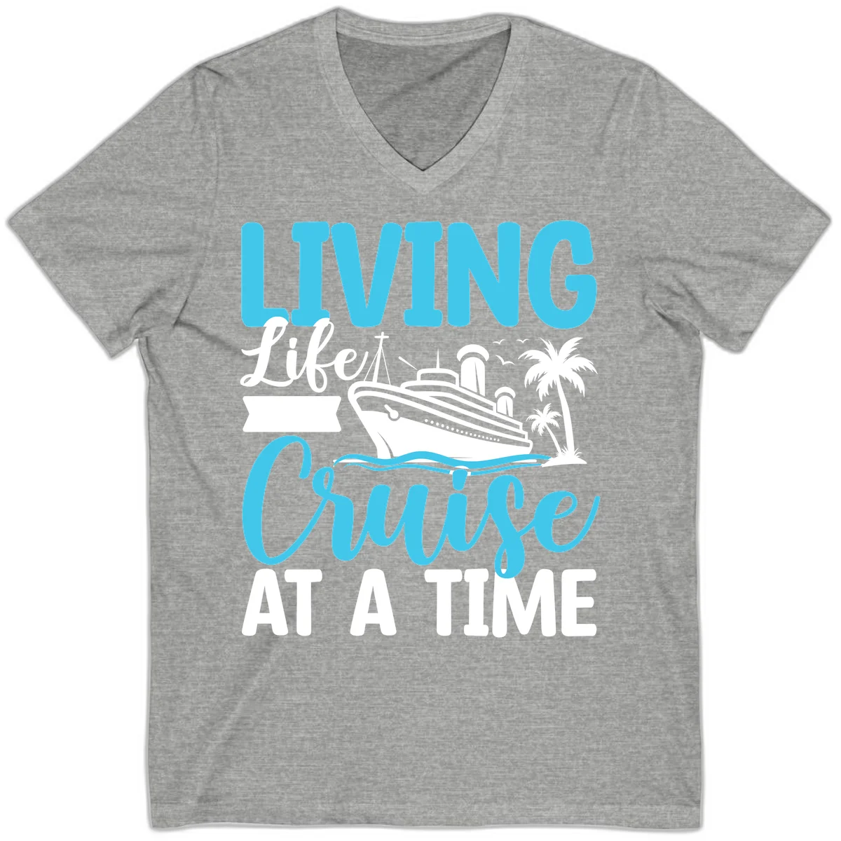 Living Life Cruise At A Time V-Neck in Athletic Heather