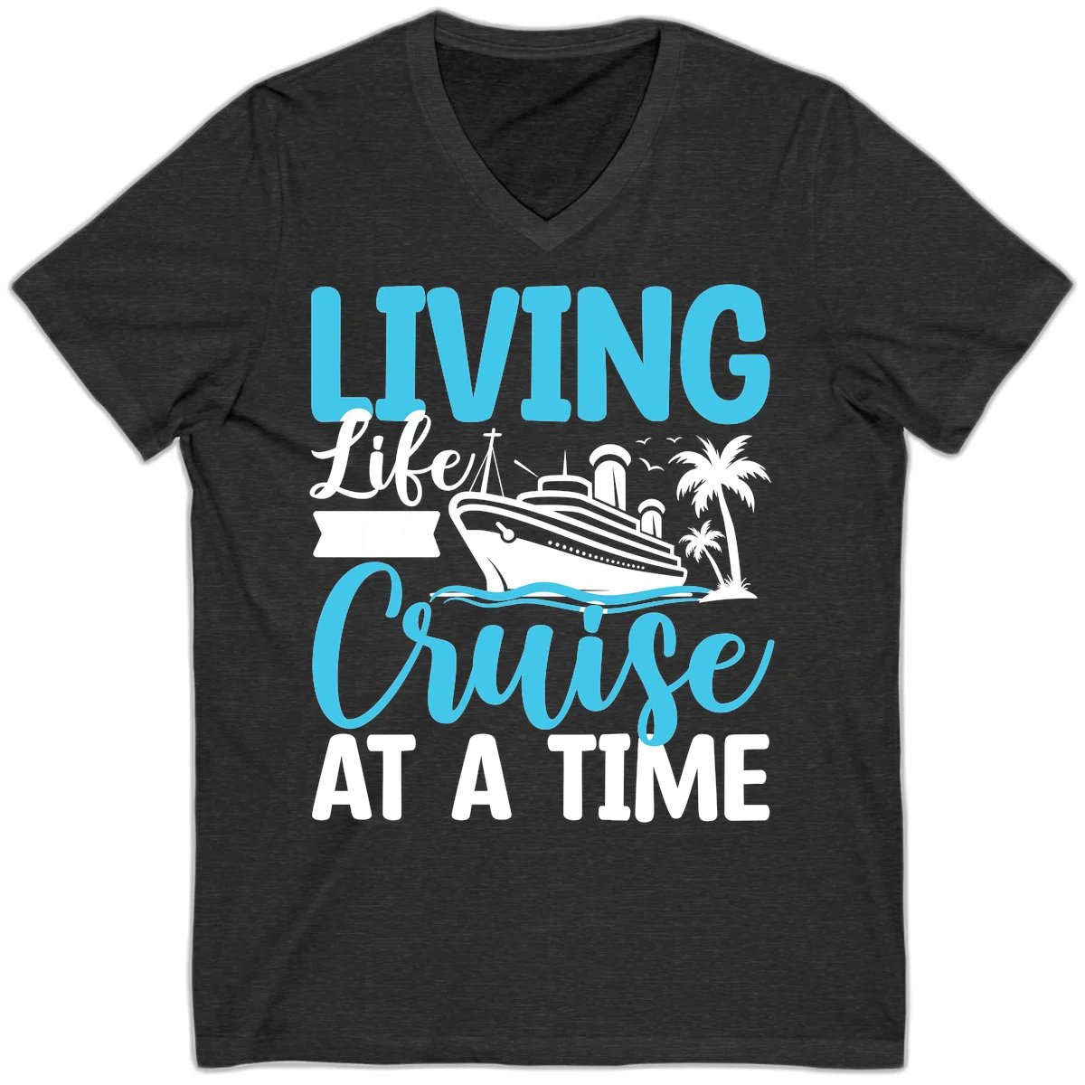 Living Life Cruise At A Time V-Neck in Dark Grey Heather