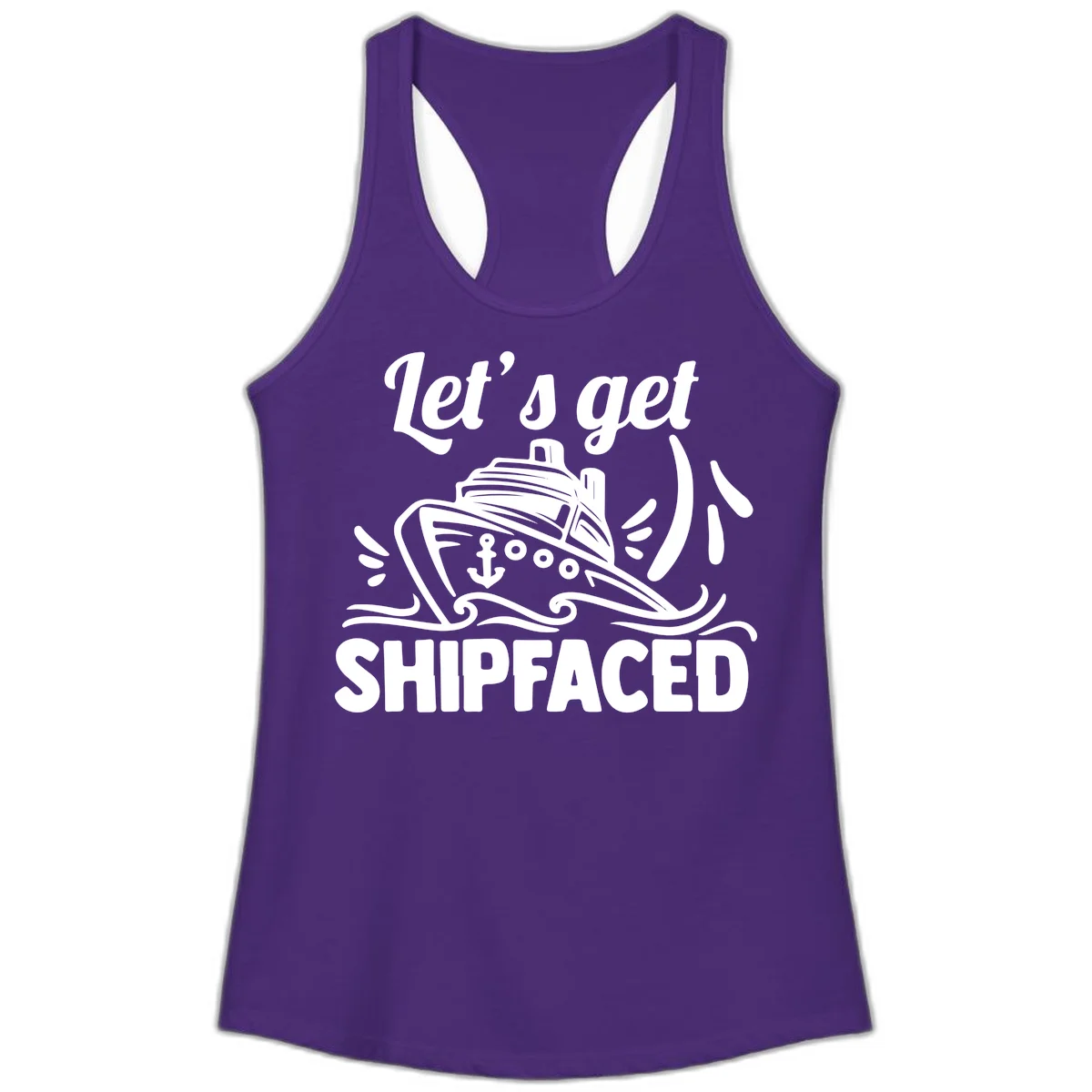 Let's Get Shipfaced Ladies Tank Top in Solid Purple Rush