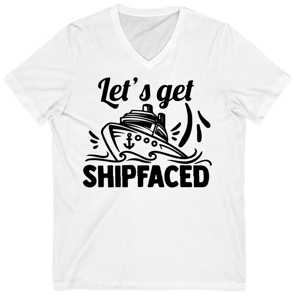 Let's Get Shipfaced V-Neck Tee in White